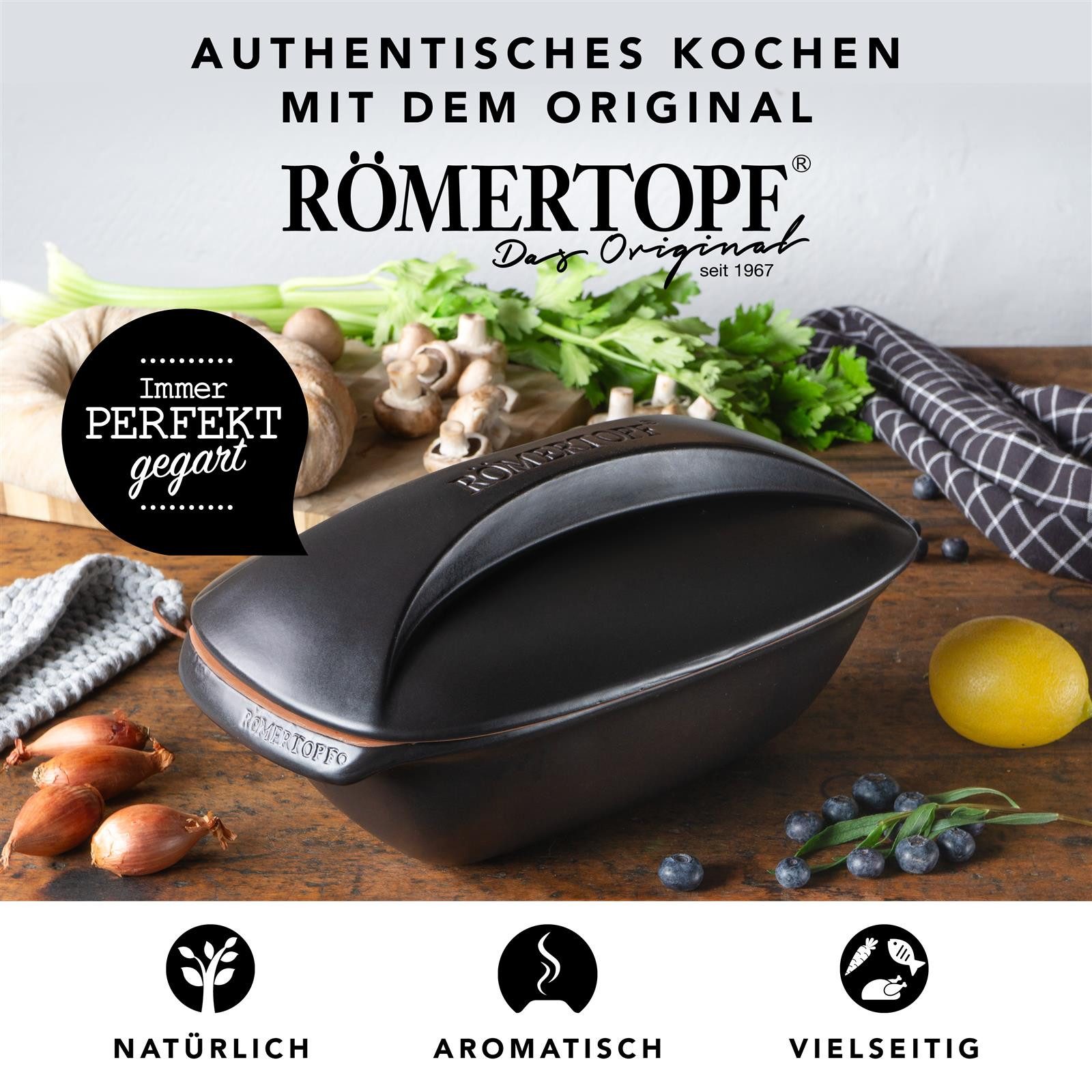 RÖMERTOPF Bräter CULINARIO Bräter, 3 Liter, Keramik (Set), aus Naturton