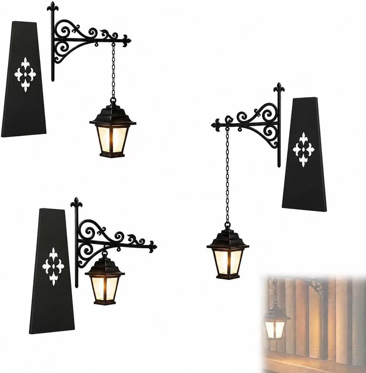 FELIXLEO Klemmleuchte Library Lantern 3pcs, Decorative Bookshelf Lighting Antique Led Lamp