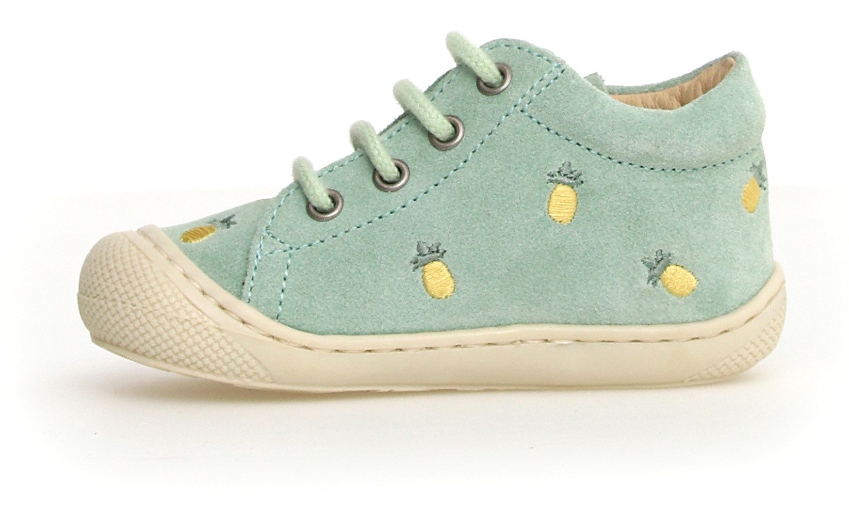Naturino COCOON EMBR.PINEAPPLES Lauflernschuh Kindergartenschuh mit Ananas Stickerei, Größenschablone zum Download