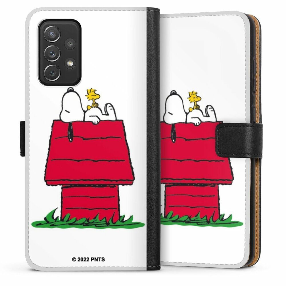DeinDesign Handyhülle Snoopy Offizielles Lizenzprodukt Peanuts Snoopy and Woodstock Classic, Samsung Galaxy A72 Hülle Flip Case Klapphülle Handytasche Leder