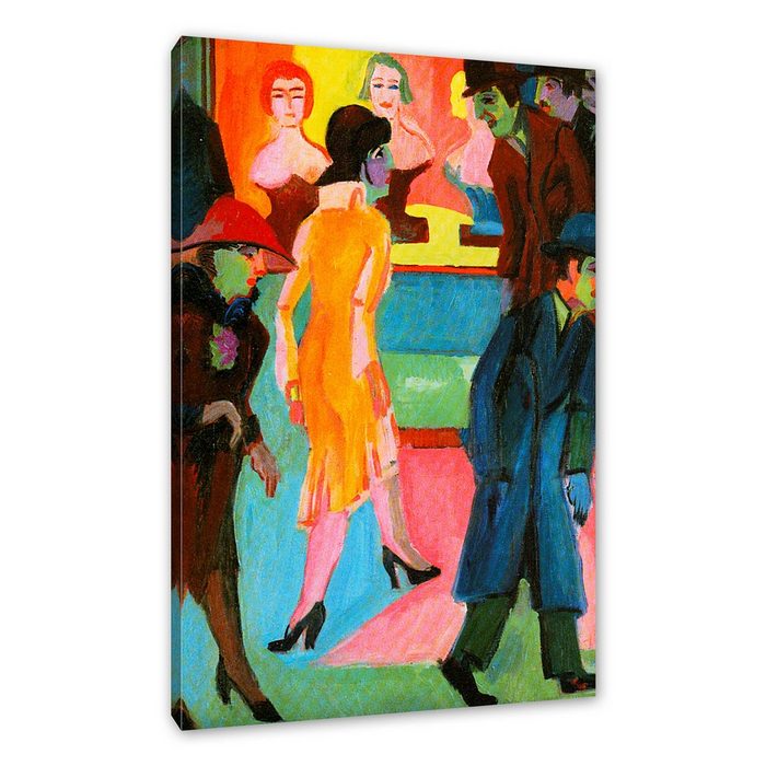 Pixxprint Leinwandbild Ernst Ludwig Kirchner - Straßenbild vor dem Frisieurlad Wanddekoration (1 St) Leinwandbild fertig bespannt inkl. Zackenaufhänger