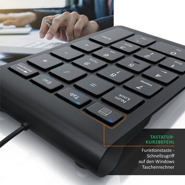 Aplic Tastatur (USB Keypad, Multimediatasten, rutschfest, vollständiges Numpad-Layout)