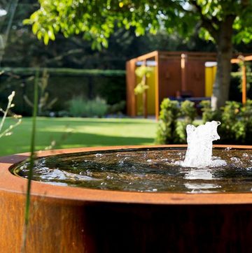 Adezz Wasserspiel Wassertisch Ronde Cortenstahl, mit Beleuchtung