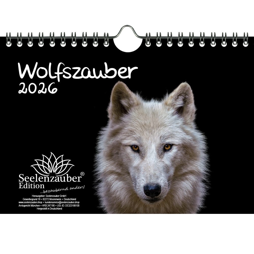 Seelenzauber Wandkalender Wolfszauber DIN A5 Kalender für 2026 Wolf und Wölfe - Seelenzauber