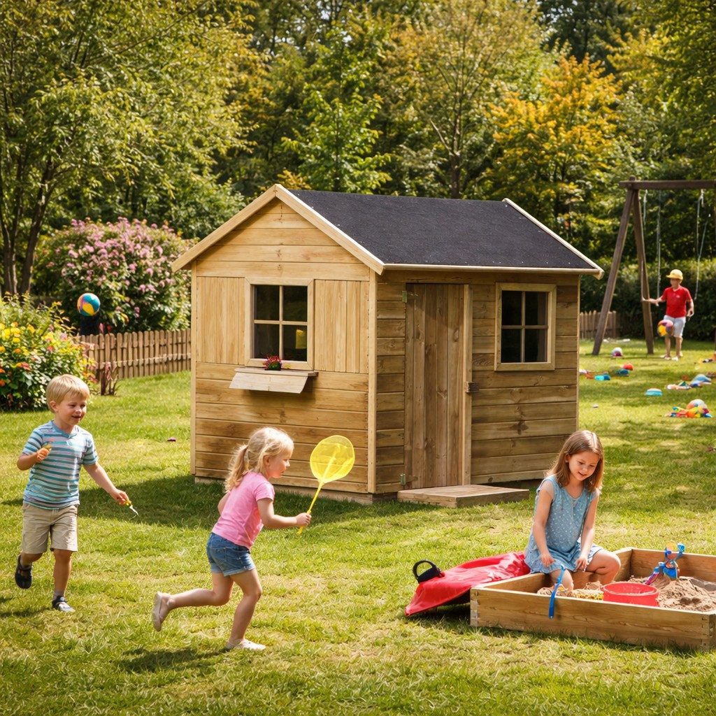 bv-vertrieb Spielhaus Kinderspielhaus Spielhaus Gartenhaus imprägniert Kiefer #3669