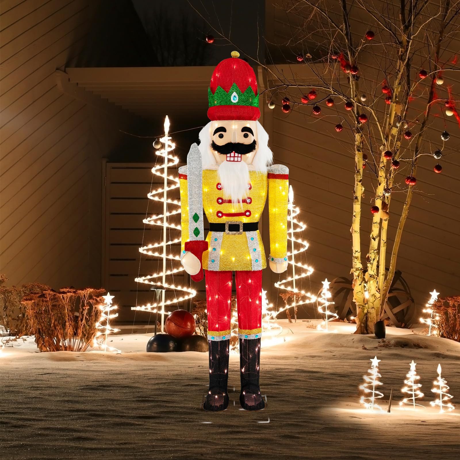 COSTWAY Weihnachtsfigur, Nussknacker Figur groß, LED günstig online kaufen
