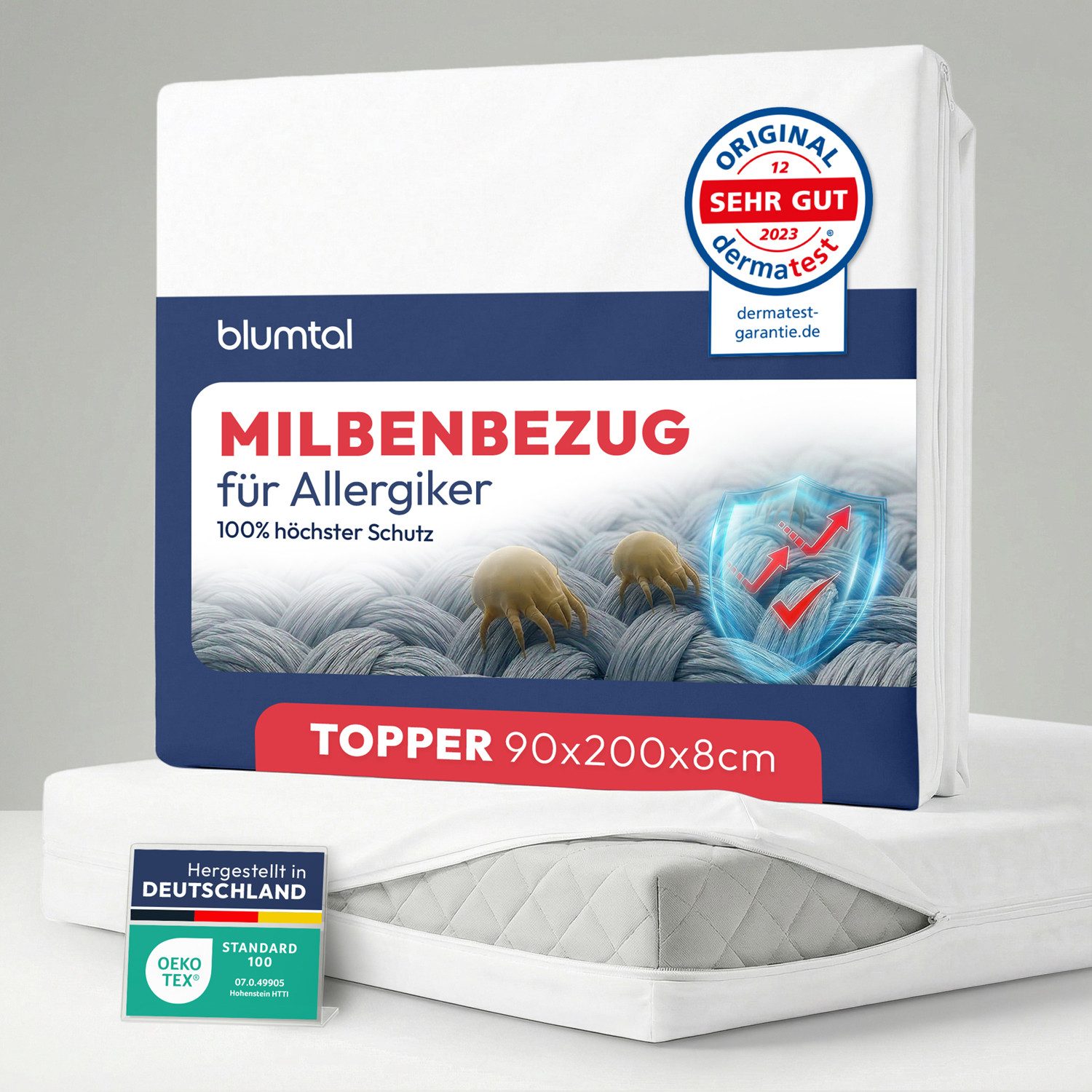 Encasing Premium Milbenbezug Matratze - DERMATEST geprüfte Evolon-Qualität Blumtal, milbendicht - Anti-Milben Matratzenbezug