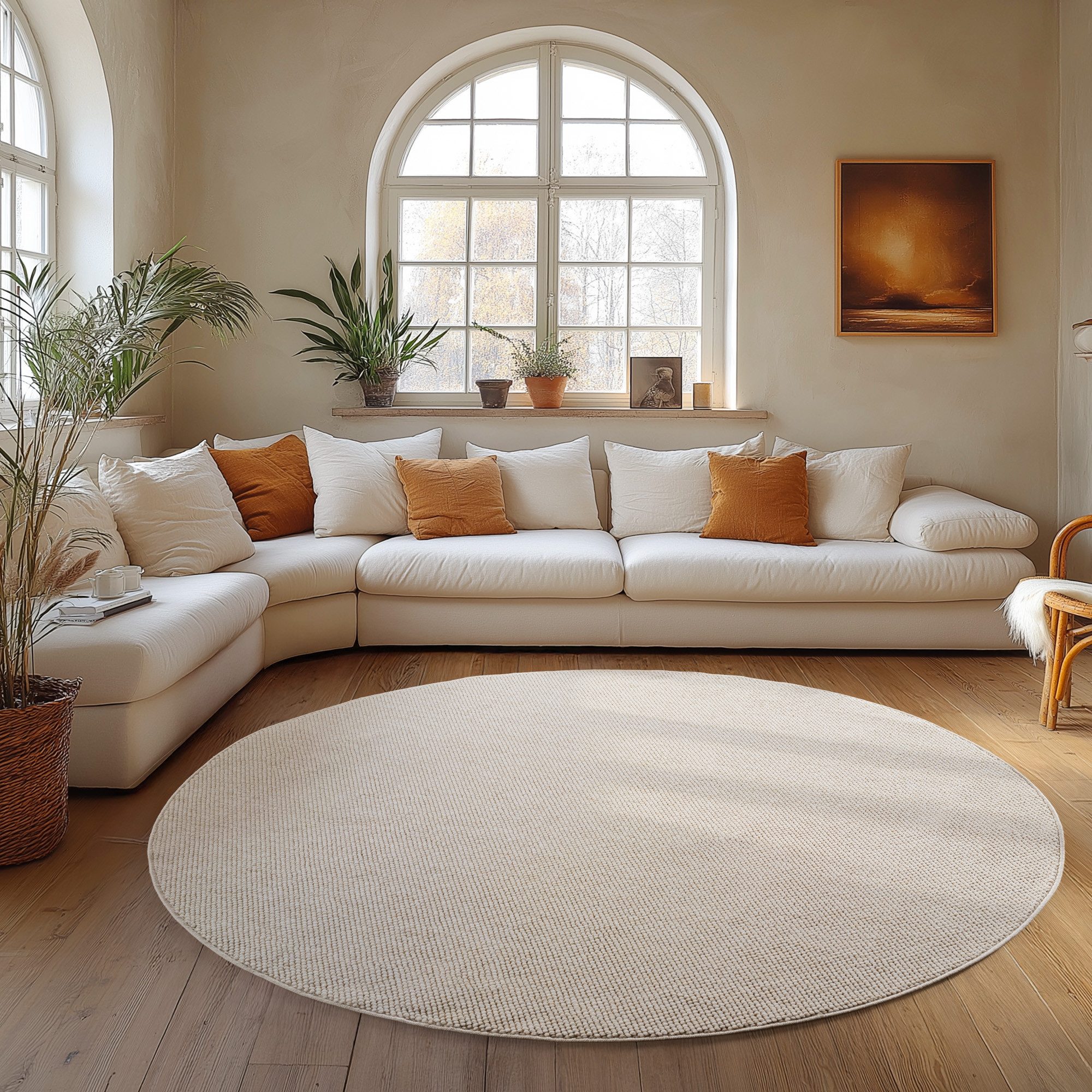 Carpettex Designteppich Einfarbig Boucle Loop, Rund, Höhe: 7 mm, Teppich Wo günstig online kaufen