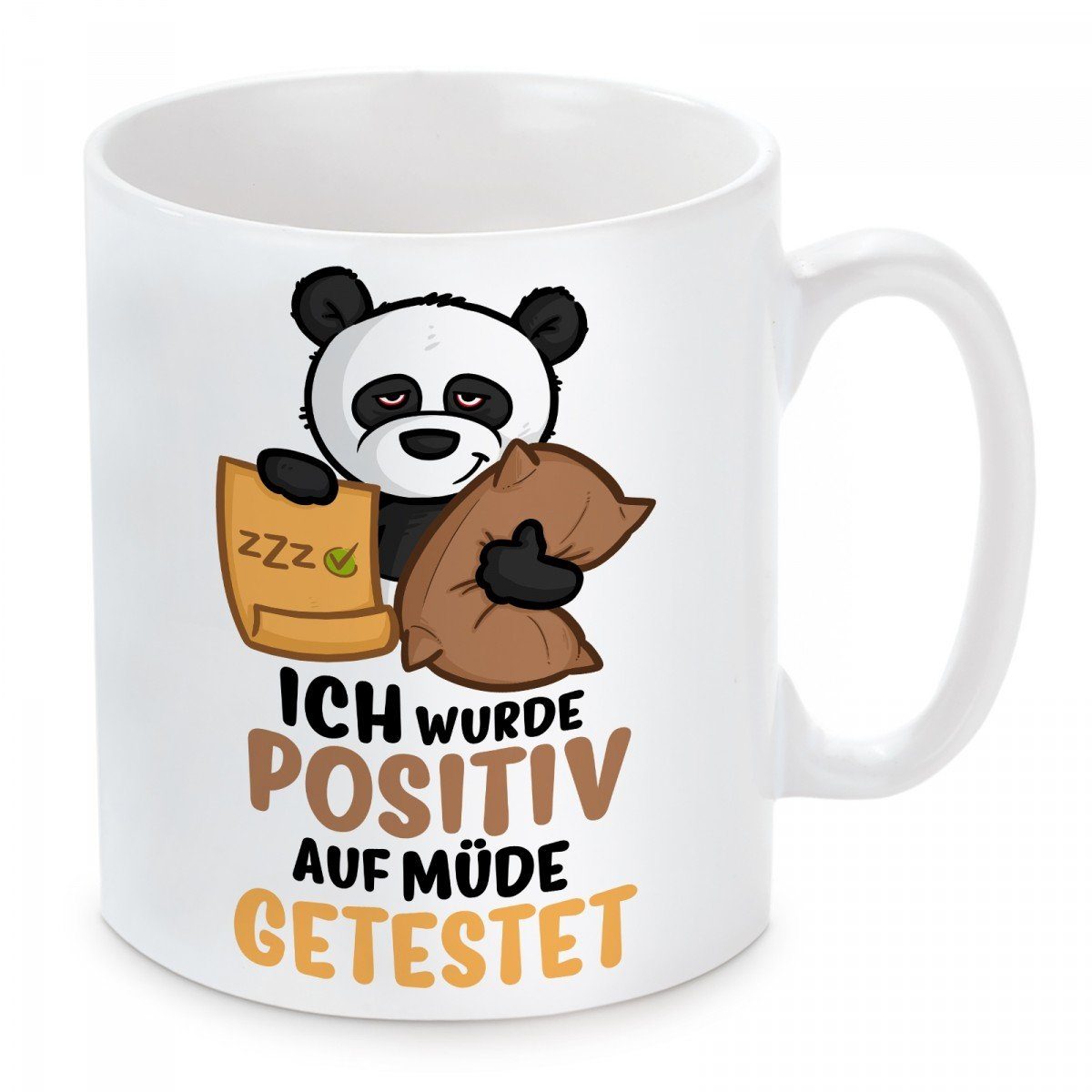 Herzbotschaft Tasse Kaffeebecher positiv auf und Keramik, mit mikrowellengeeignet getestet, wurde Motiv spülmaschinenfest Kaffeetasse Ich müde