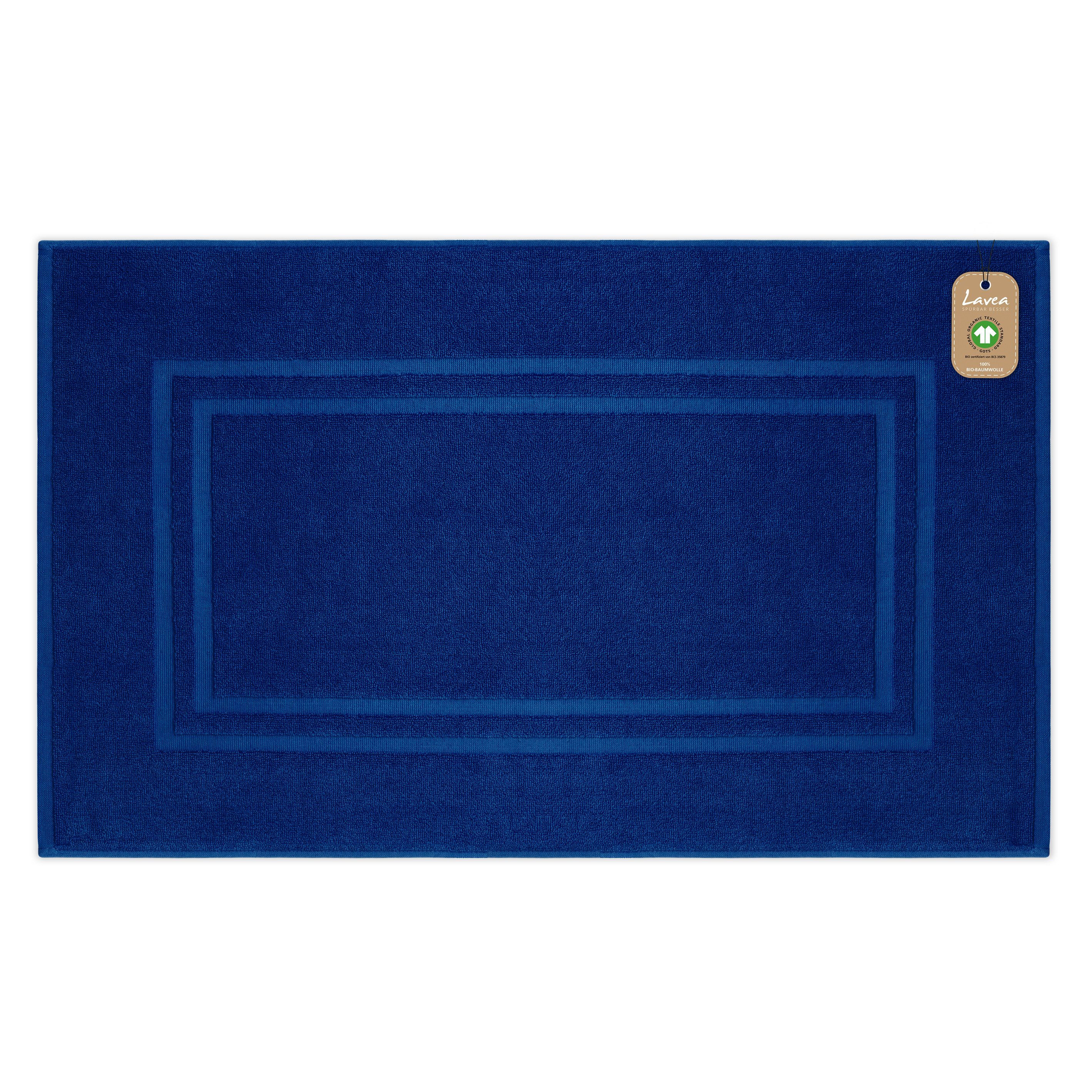 Lavea Badematte Bali Badvorleger Duschvorleger 50x80cm, Badteppich, Höhe 20 mm, Walkfrottee, mit Bordüre, plegeleicht, beidseitig nutzbar, strapazierfähig, Bio-Baumwolle, rechteckig, 1-tlg., Handtuch 850 g/m² Frottierqualität, saugstark, GOTS-zertifiziert