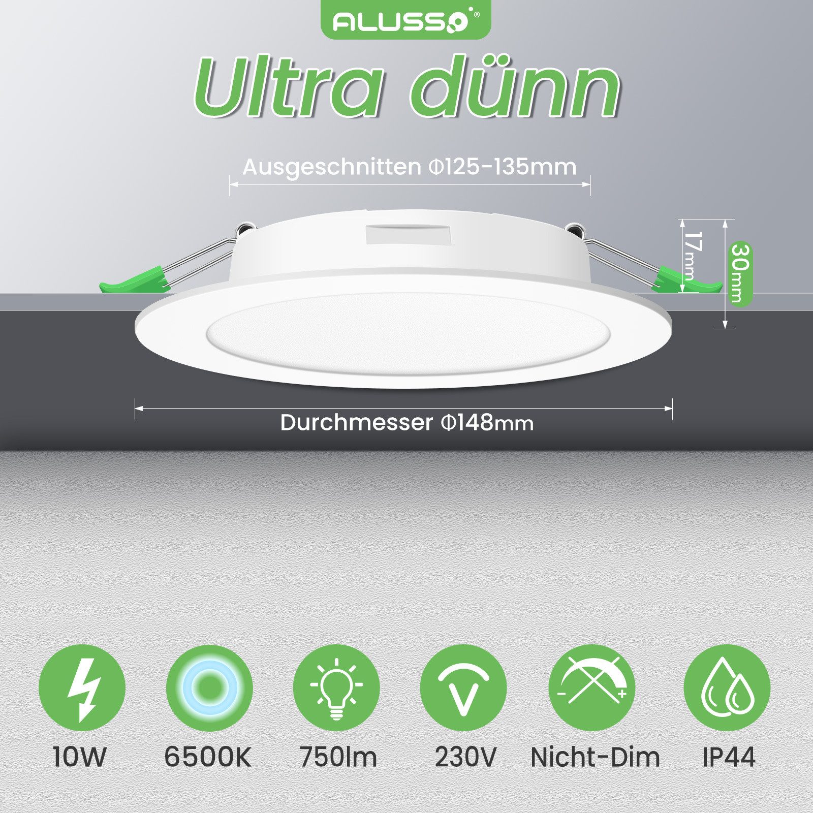 ALUSSO LED Einbaustrahler 6er-Set, IP44 Ultraflacher günstig online kaufen