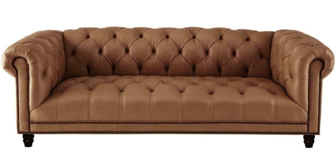 Chesterfield-Sofa Made Braun Luxus Dreisitzer JVmoebel Chesterfield Neu, Europe Wohnzimmermöbel Beiger 3-Sitzer in
