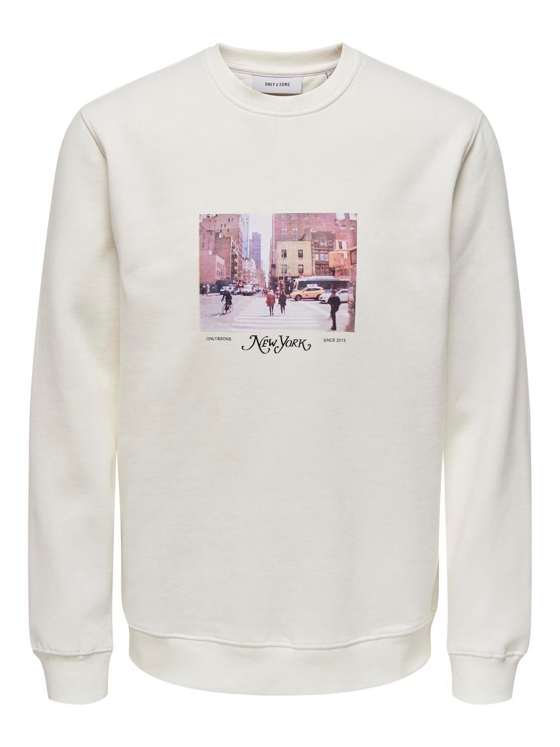 ONLY & SONS Sweatshirt mit Print Rundhals langarmig lässig ONSROBERT REG PHOTO CREW NECK SWT VD
