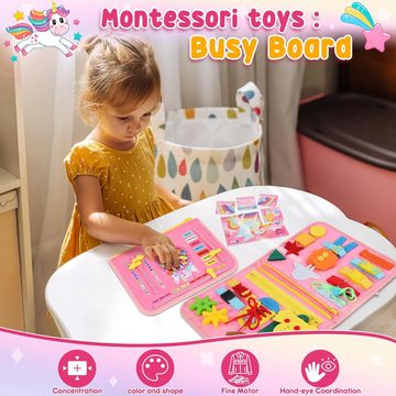 POPOLIC Stoffbuch Spielzeug ab 2 3 4 Jahre - Busy Board - Montessori Spielzeug ab 1 Jahr (Kinderspielzeug Motorikspielzeug), Kleinkinder Activity Board Lernspielzeug, Geschenk Mädchen