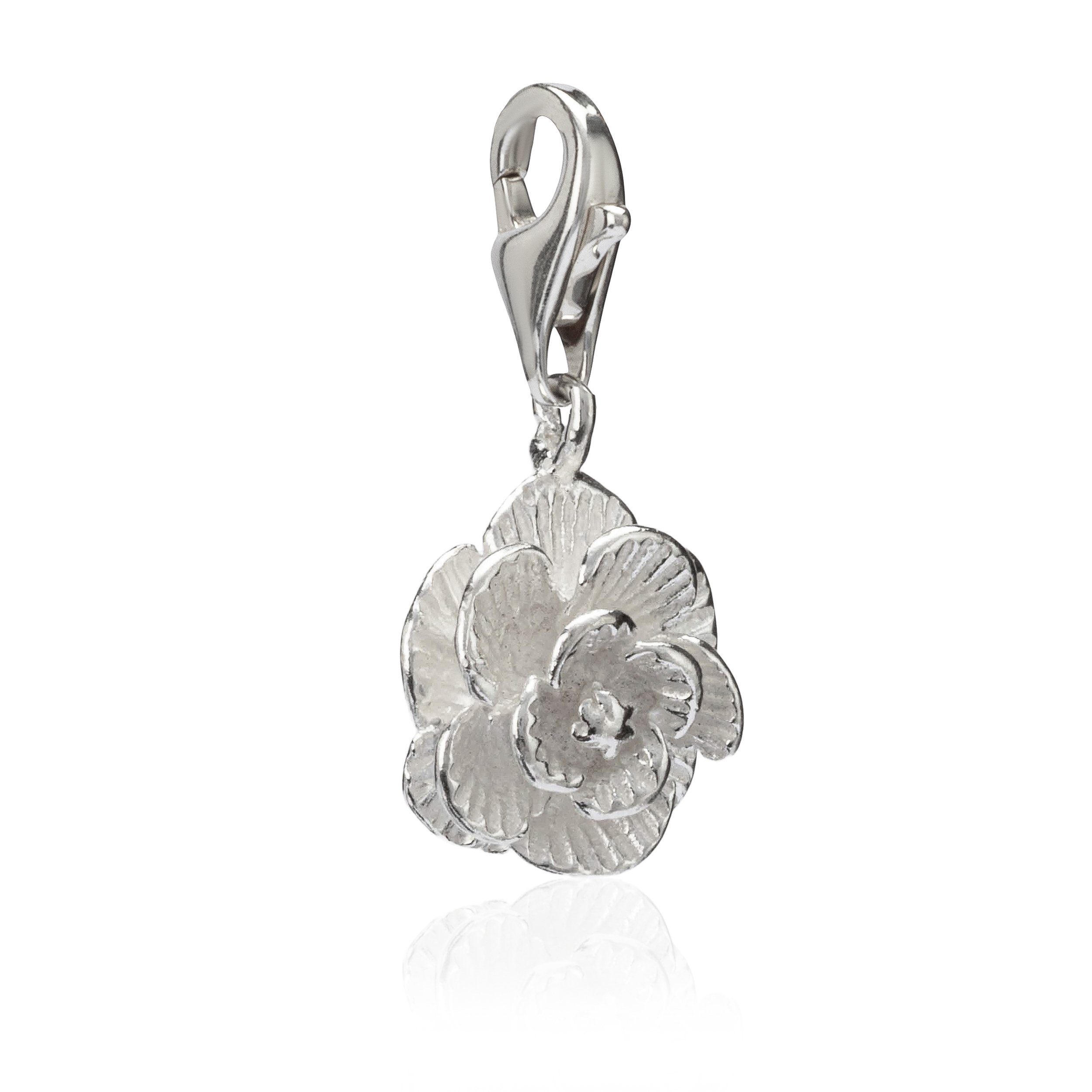 NKlaus Charm-Einhänger Damen Charm-Anhänger Rose Blume 925 Silber 10x10mm