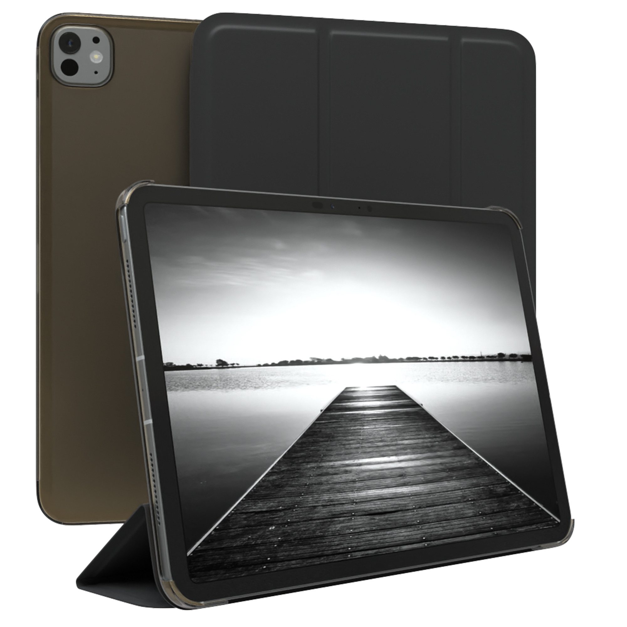 EAZY CASE Tablet-Hülle Smart Case Apple für iPad Pro 11 (2024) 11 Zoll, Hülle mit Standfunktion Tablet Klapphülle Anti-Kratz Tasche Schwarz