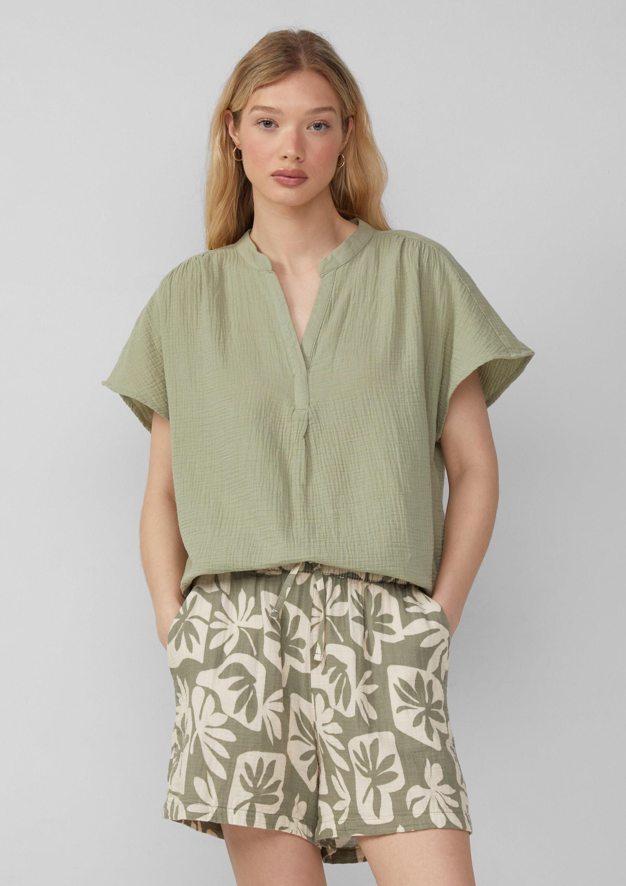 QS Kurzarmbluse Bluse Bluse aus Musselin günstig online kaufen