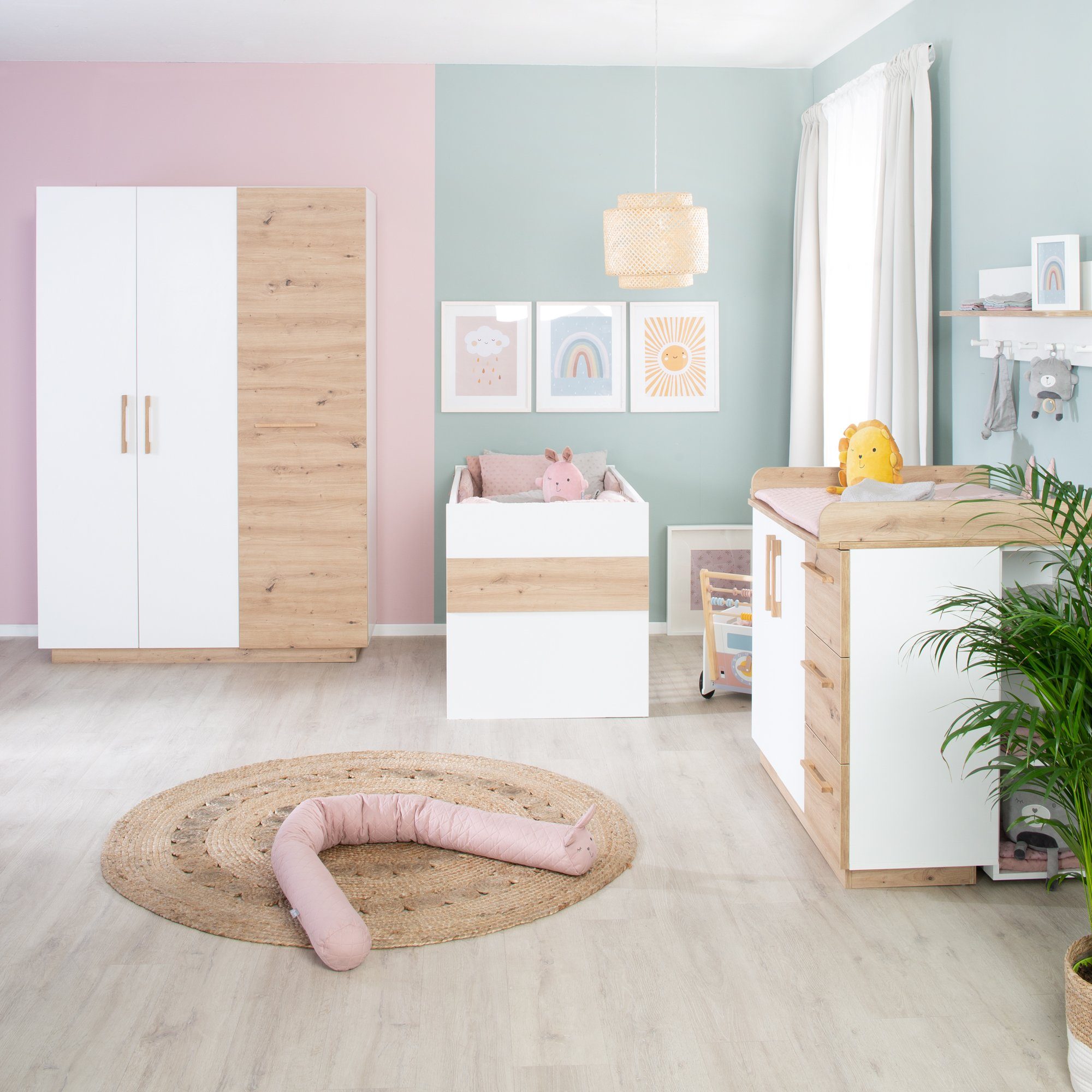 roba® Babyzimmer-Komplettset Lion, (Set 3 teilig), Dekor Artisan Eiche