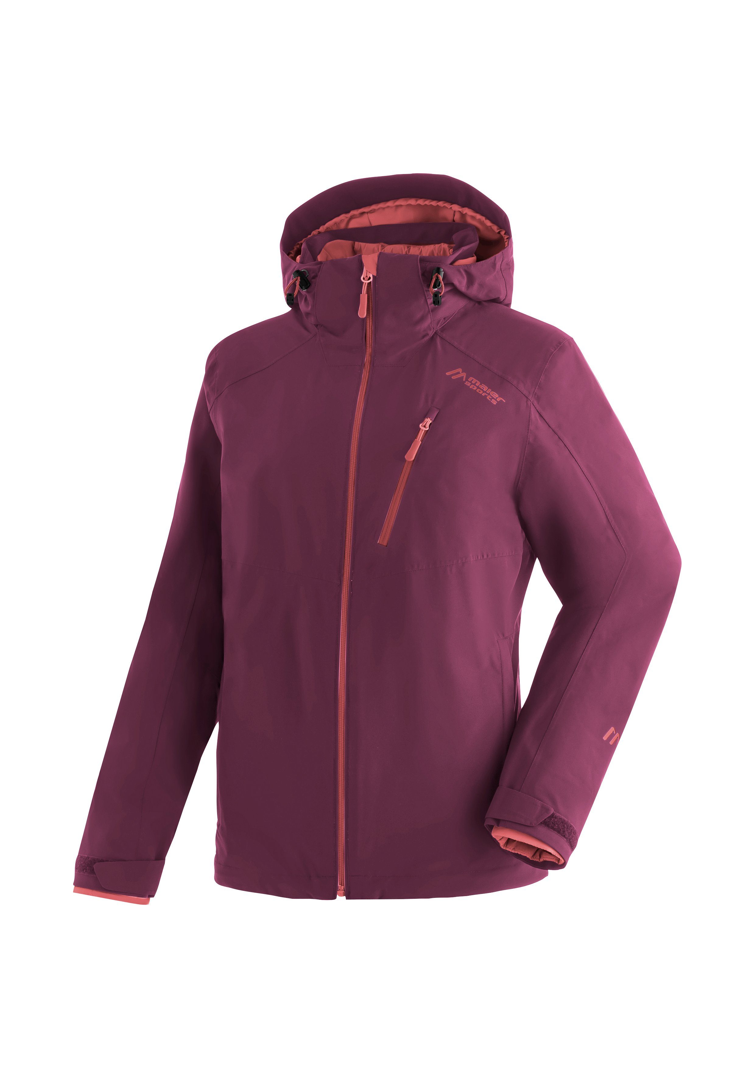 Maier Sports 3-in-1-Funktionsjacke Ribut W Wander-Jacke für Damen, wasserdicht und atmungsaktiv bordeaux