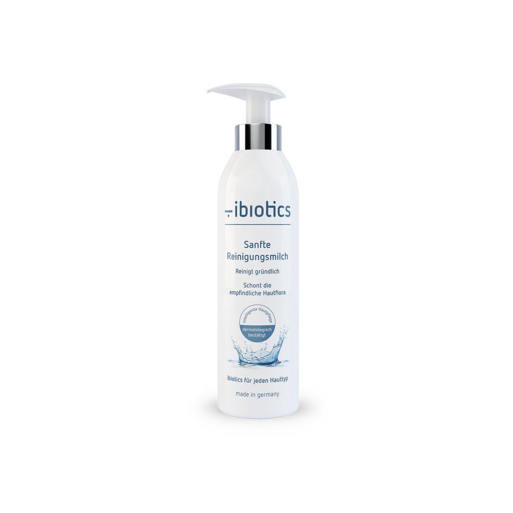 Ibiotics Gesichts-Reinigungsmilch ibiotics Sanfte Очищаюче молочко 200 ml, Milde Hautreinigung bei Neurodermitis, Entfernt selbst wasserfestes Make-up