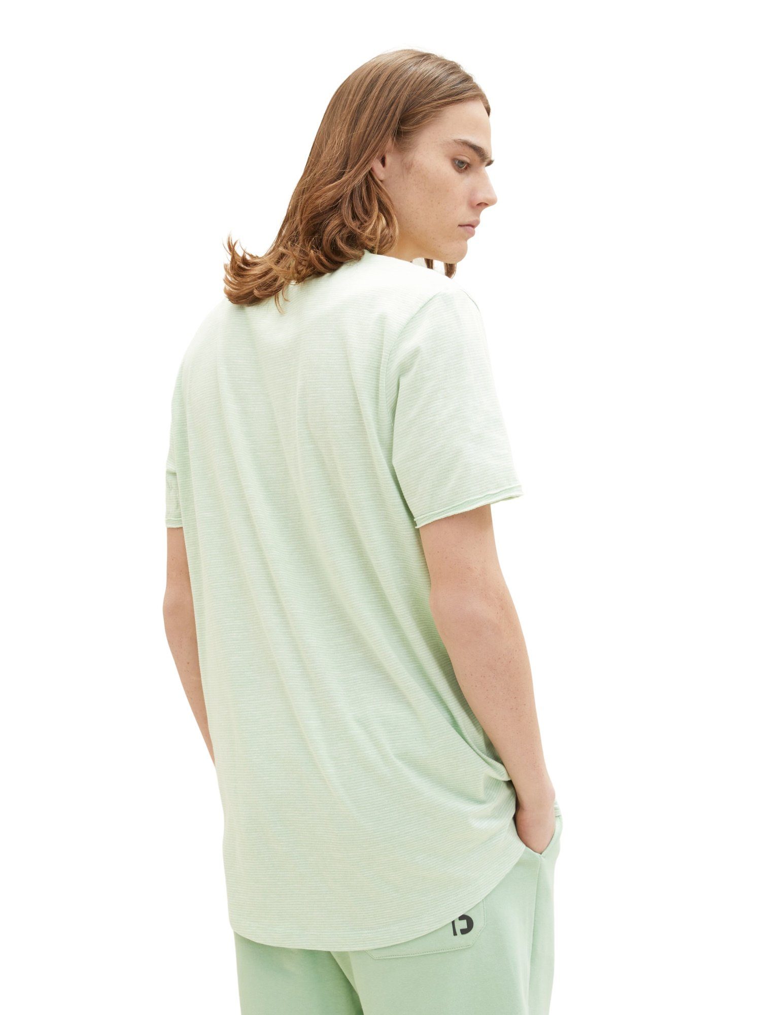 (1-tlg) T-Shirt Kurzarmshirt TAILOR grün gestreift T-Shirt TOM