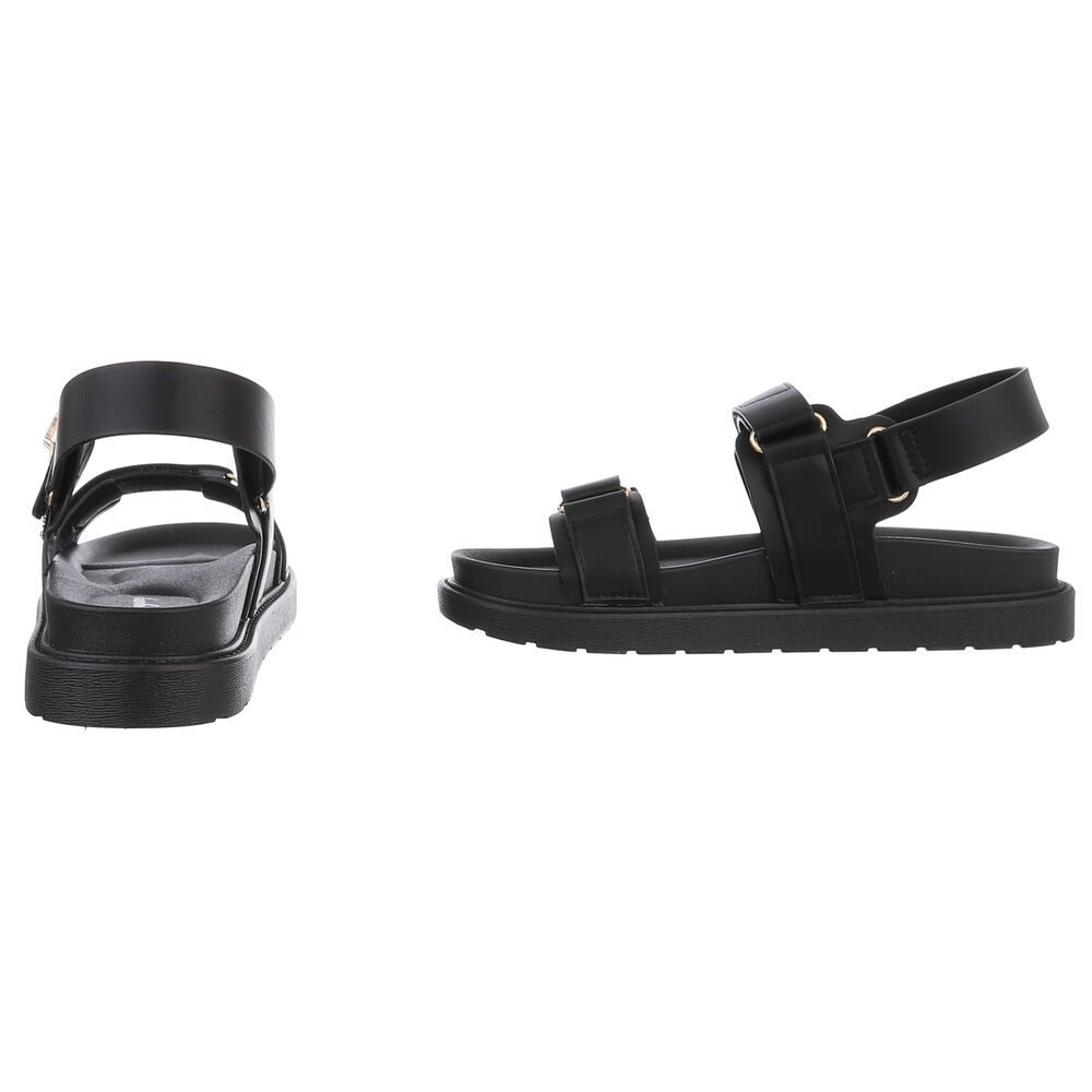 Ital-Design Bequeme Sandalen für den Sommer - Perfekte Alltagsschuhe Riemchensandalette (89322766) Flach Plateausandaletten in Schwarz – Bild 5 von 5