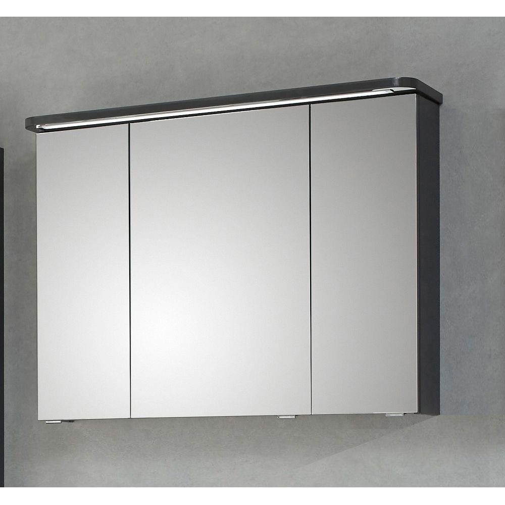 Lomadox Spiegelschrank FES-4005-66 grau lackiert 90/72,2/17cm LED - inkl. Soft-Close & Steckdose
