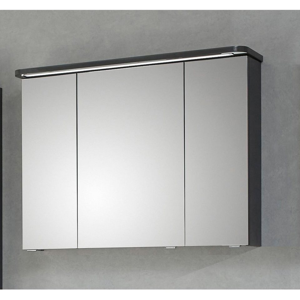 Lomadox Spiegelschrank FES-4005-66 grau lackiert inkl. Steckdose LED &  Soft-Close - 90/72,2/17cm