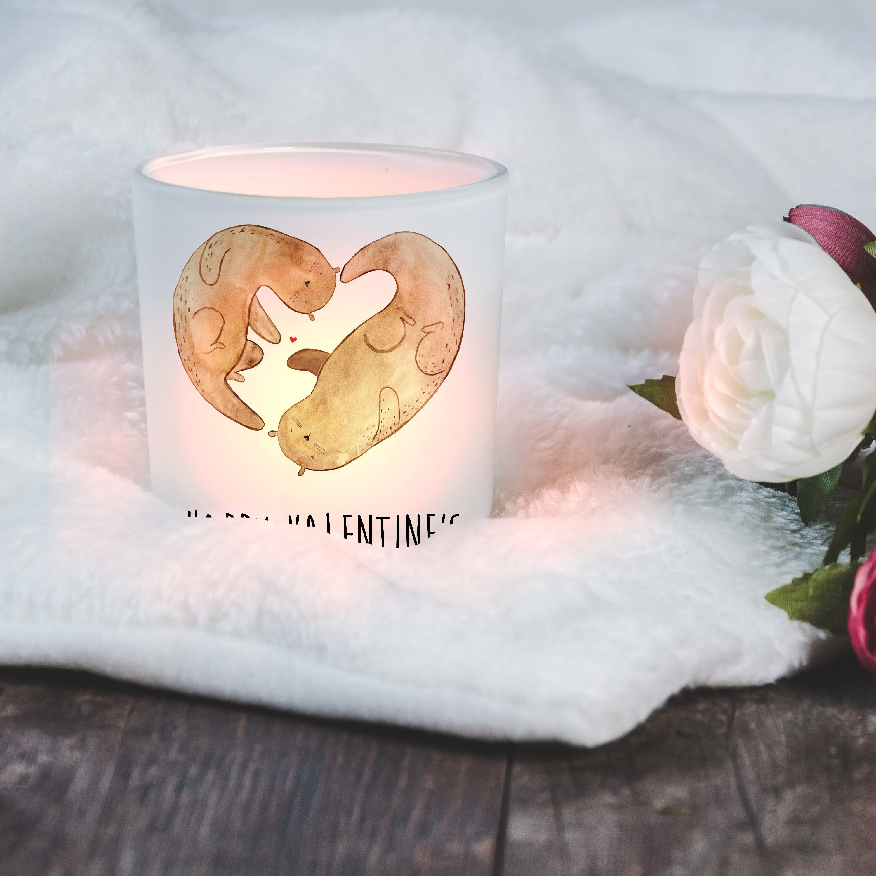 Mr. & Mrs. - Kerze, Panda St) Transparent Windlicht Valentine Geschenk, (1 - Otter Freundin, Windlicht