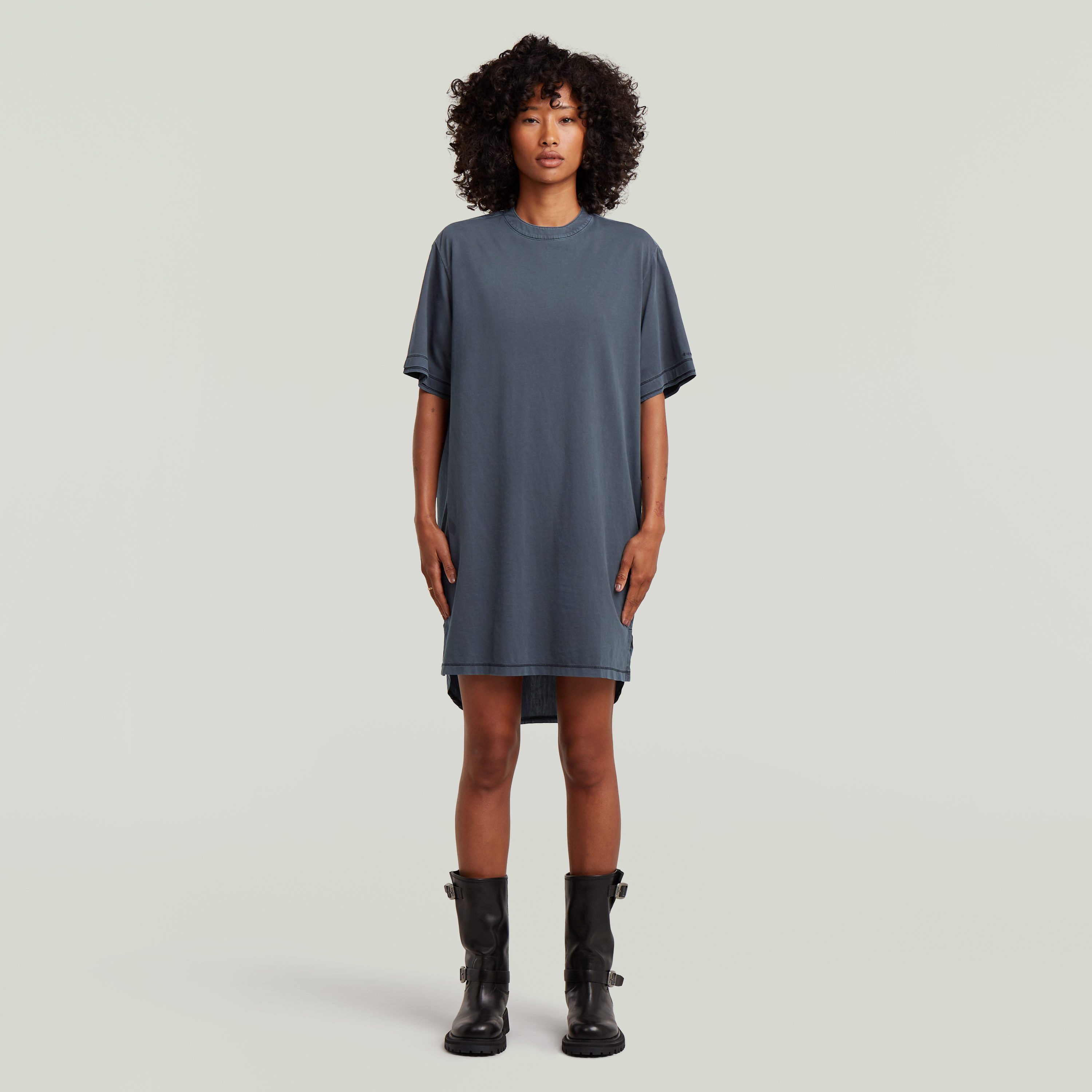G-STAR Jerseykleid Woven Mix Washed Jersey Dress Wmn mit Webdetails, Knopfverschluss