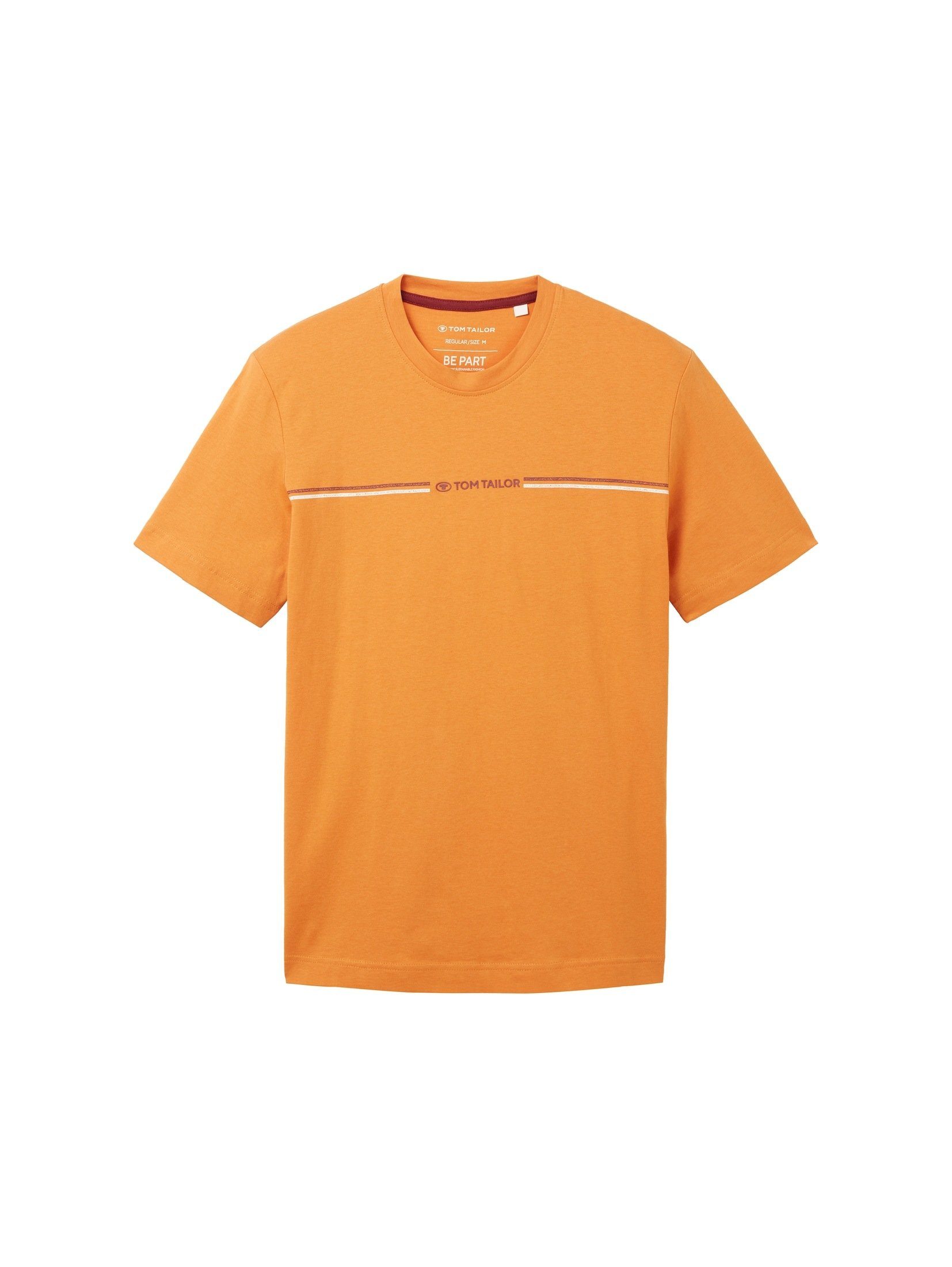 TOM TAILOR T-Shirt Print cream mit tomato T-Shirt orange