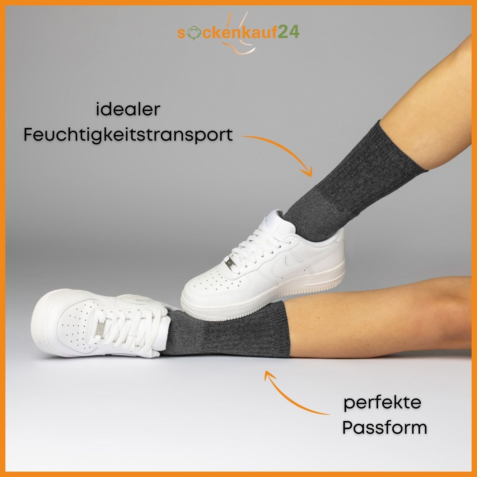 sockenkauf24 Tennissocken 10, 20, 30 Paar Sportsocken Arbeitssocken Herren & Damen (Anthazit, 20-Paar, 43-46) Socken Baumwolle 10100 – Bild 5 von 5