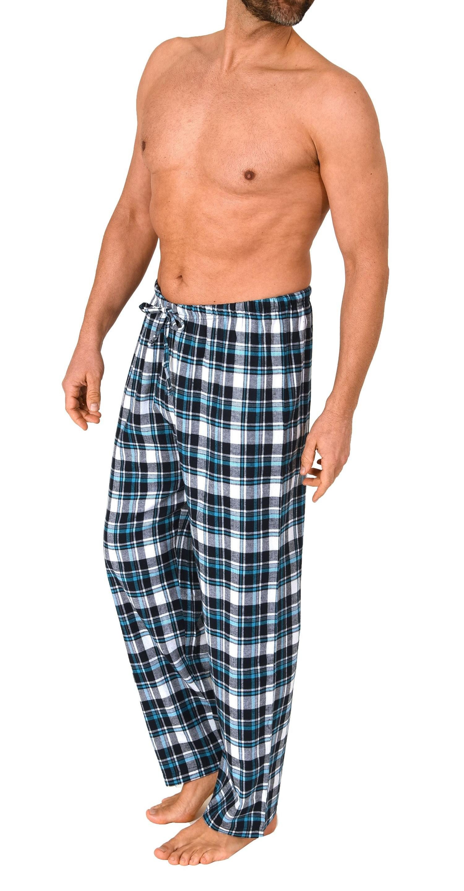 Normann Pyjama Herren Flanell Schlafanzug Hose in Karo-Optik – Bild 3 von 4
