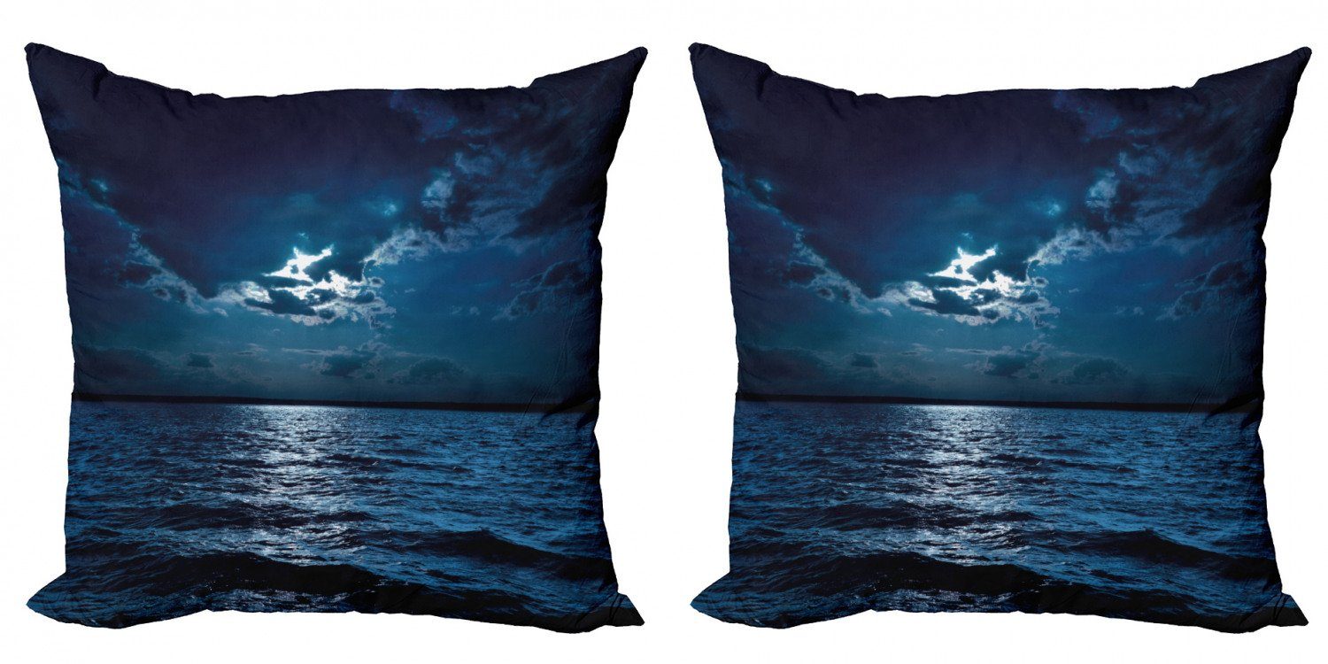 Kissenbezüge Modern Accent Doppelseitiger Digitaldruck, Abakuhaus (2 Stück), Nacht Dramatischer Himmel Mond Ozean