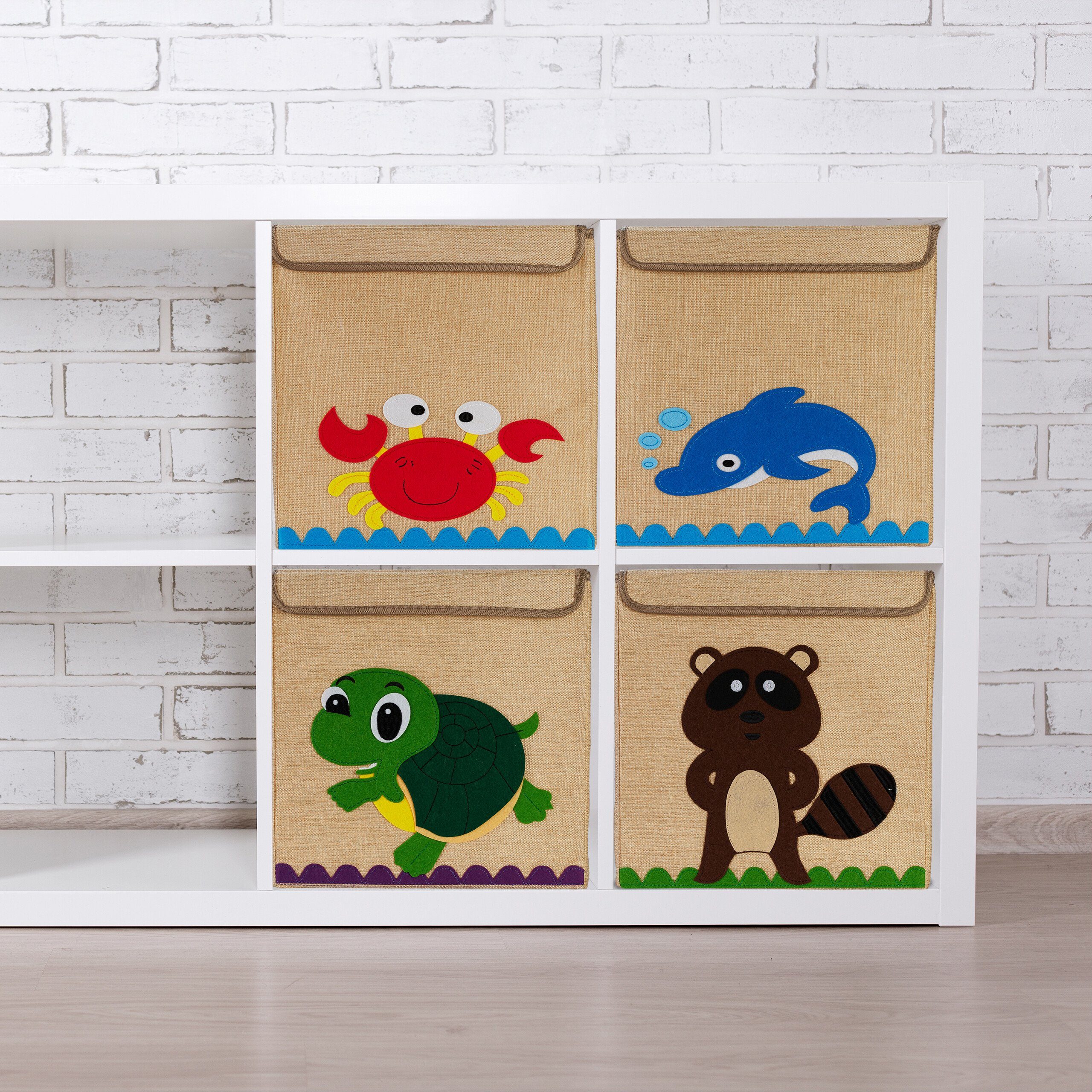 relaxdays Aufbewahrungsbox Aufbewahrungsbox für Schildkröte Kinder, Grün Beige Dunkelgrün