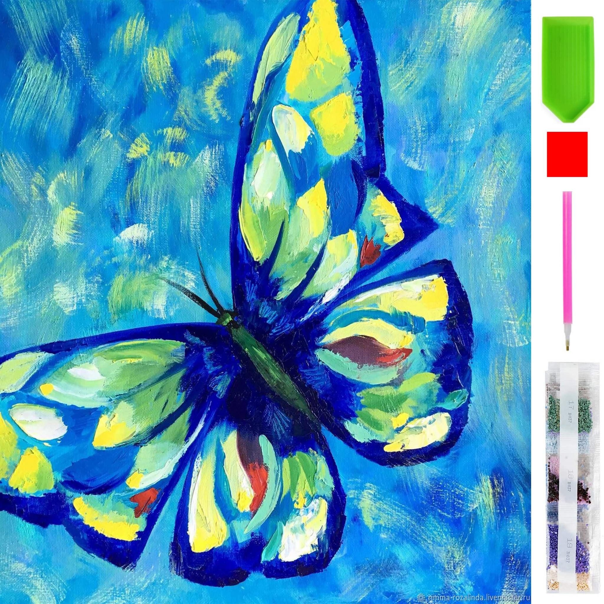 Malen nach Zahlen 5d Diamond Painting DIY Bunter Schmetterling Malen nach Zahlen 20x20cm