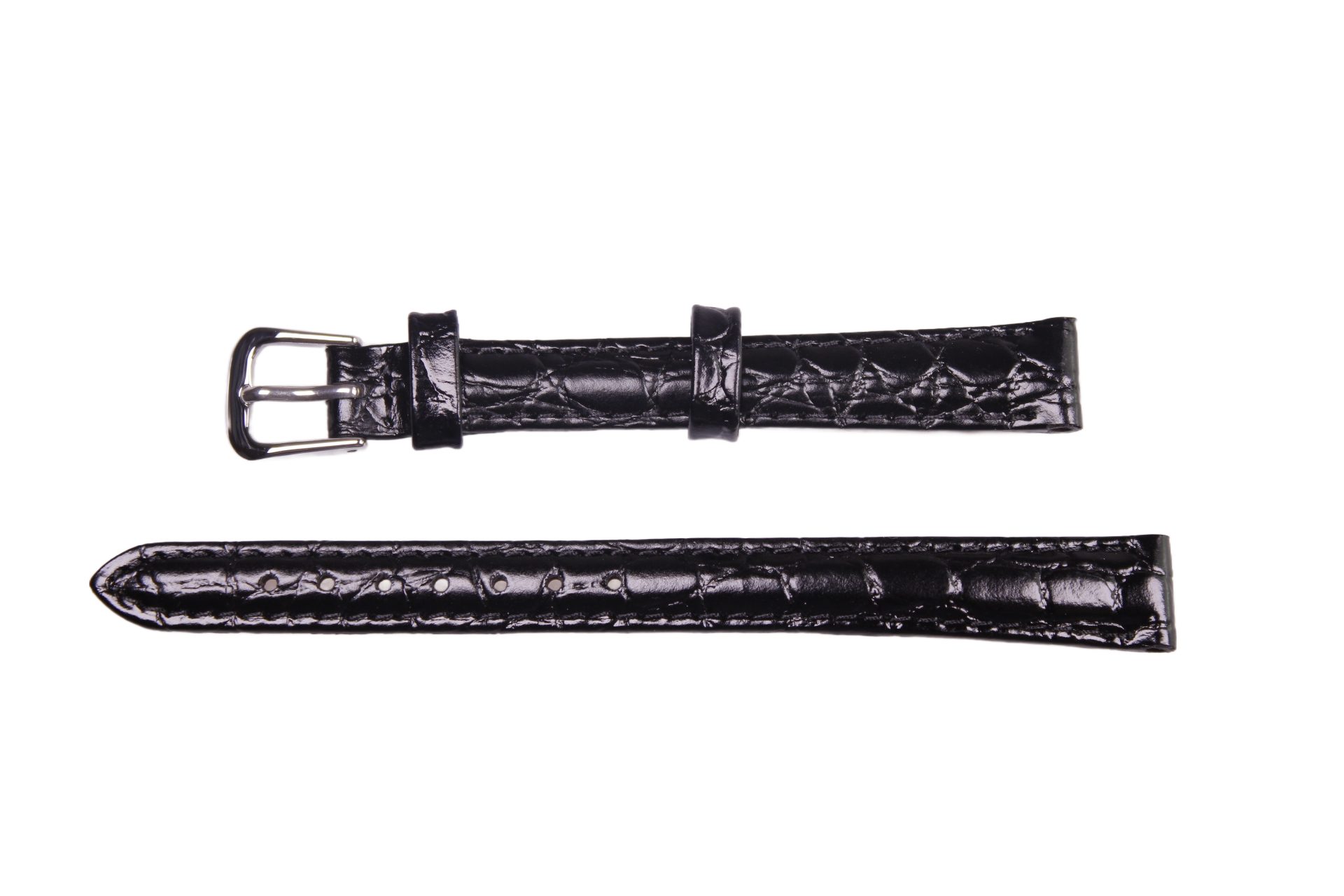 Eichmüller Uhrenring Uhrenband aus Leder in Lackschwarz 12 mm, (2-tlg), Echt Leder