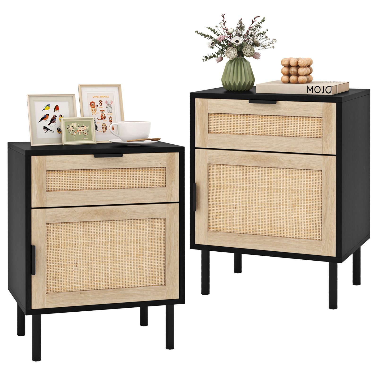 COSTWAY Nachttisch (2-St), Rattan Beistelltisch, Sofatisch, günstig online kaufen