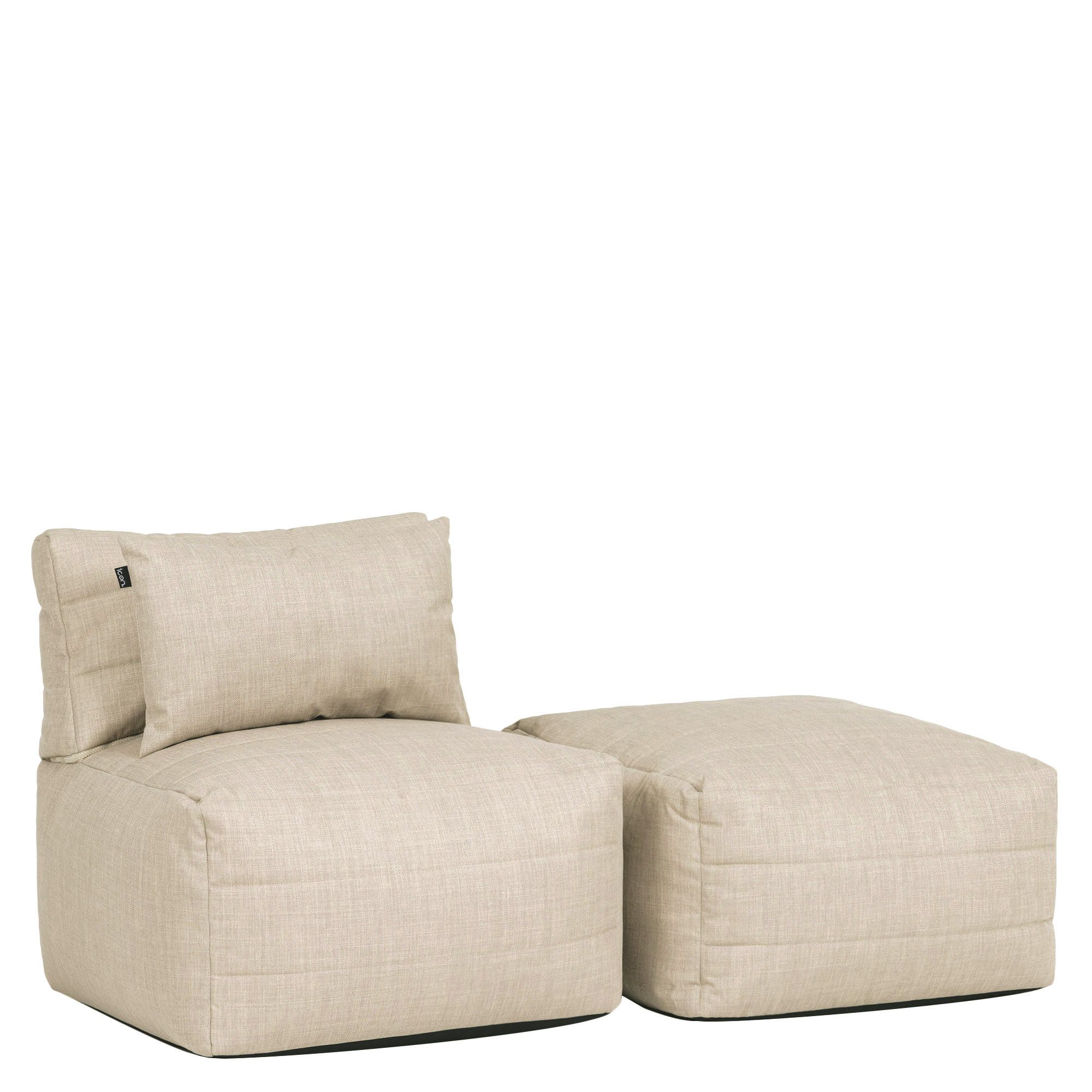 icon Gartenlounge-Set Modulares Outdoorsofa 2 Stück aus Webstoff „Noa“, (Spar-Set, 1 x Sessel, 1 x Hocker), Made in Germany, UV-beständig, wetterfest
