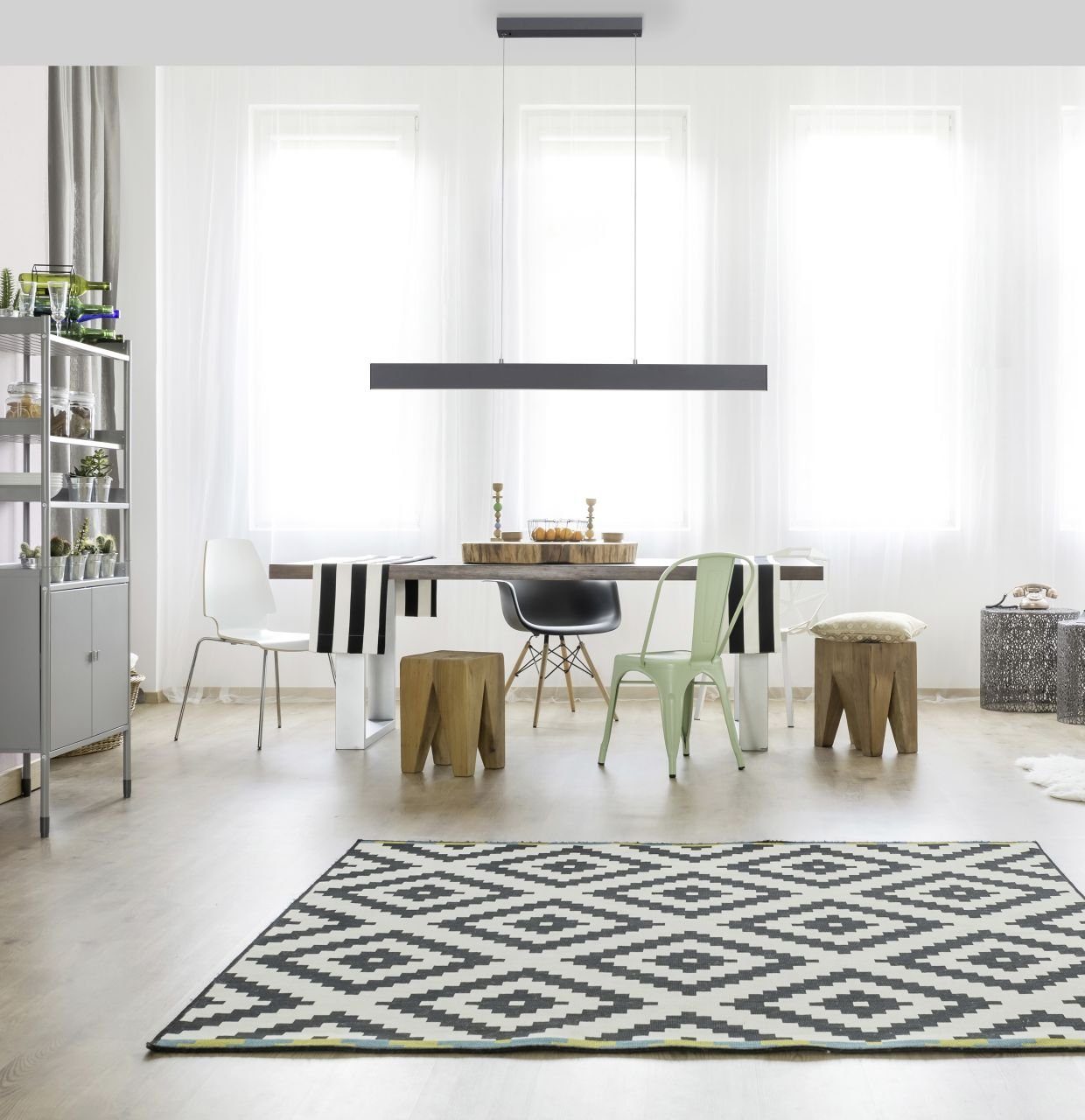 LeuchtenDirekt LED Pendelleuchte Leuchten Direkt LED Pendelleuchte Nila anthrazit, LED, Dimmbar nicht Smart Home-fähig ohne Bewegungsmelder
