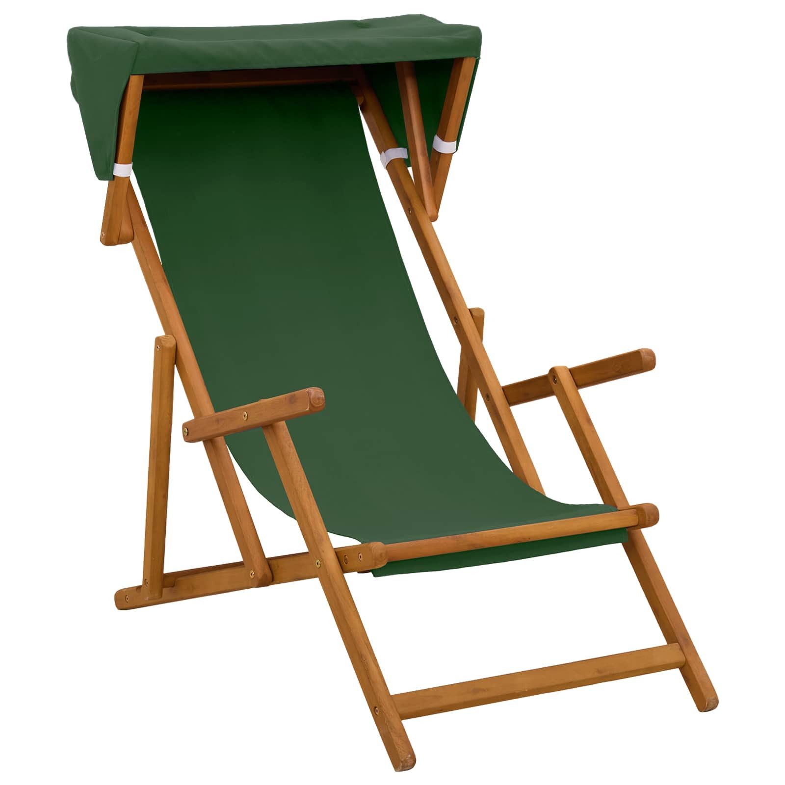 vidaXL Gartenliege Liegestuhl 2 pcs 3 Position Massives Eukalyptus Holz Grün, 2 St.