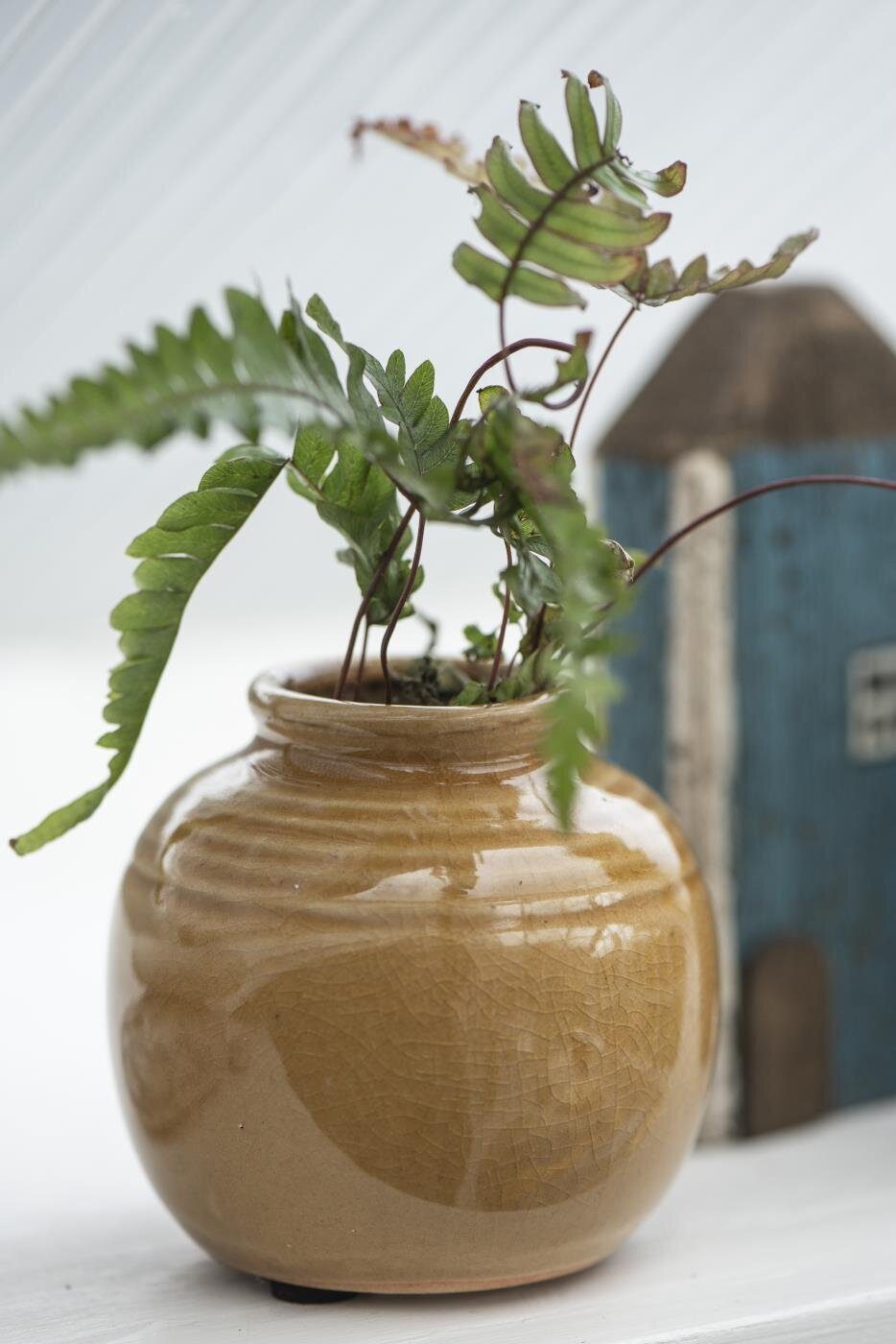 Mini Vase Ib Rillen grün Dekovase Laursen