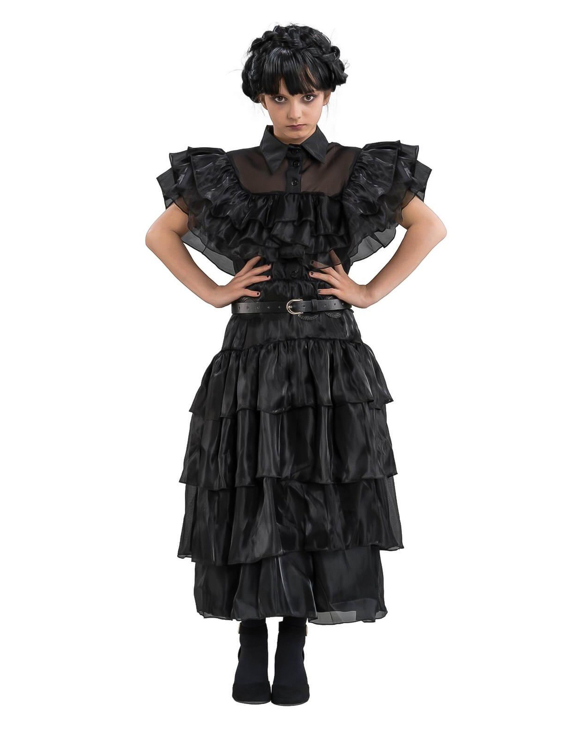 CHAKS Kostüm Wednesday Addams Family Ballkleid Kostüm für Kinder