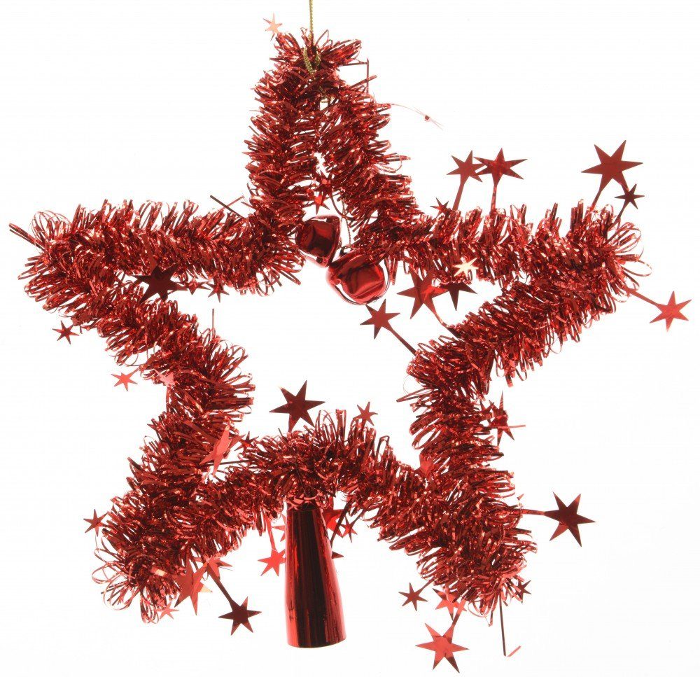 Lametta Sternen Stern Christbaumspitze Spitze, Rot Weihnachtsbaum 24 Glanz Christbaumspitze Glocken und Kaemingk Lametta, mit cm Optik: