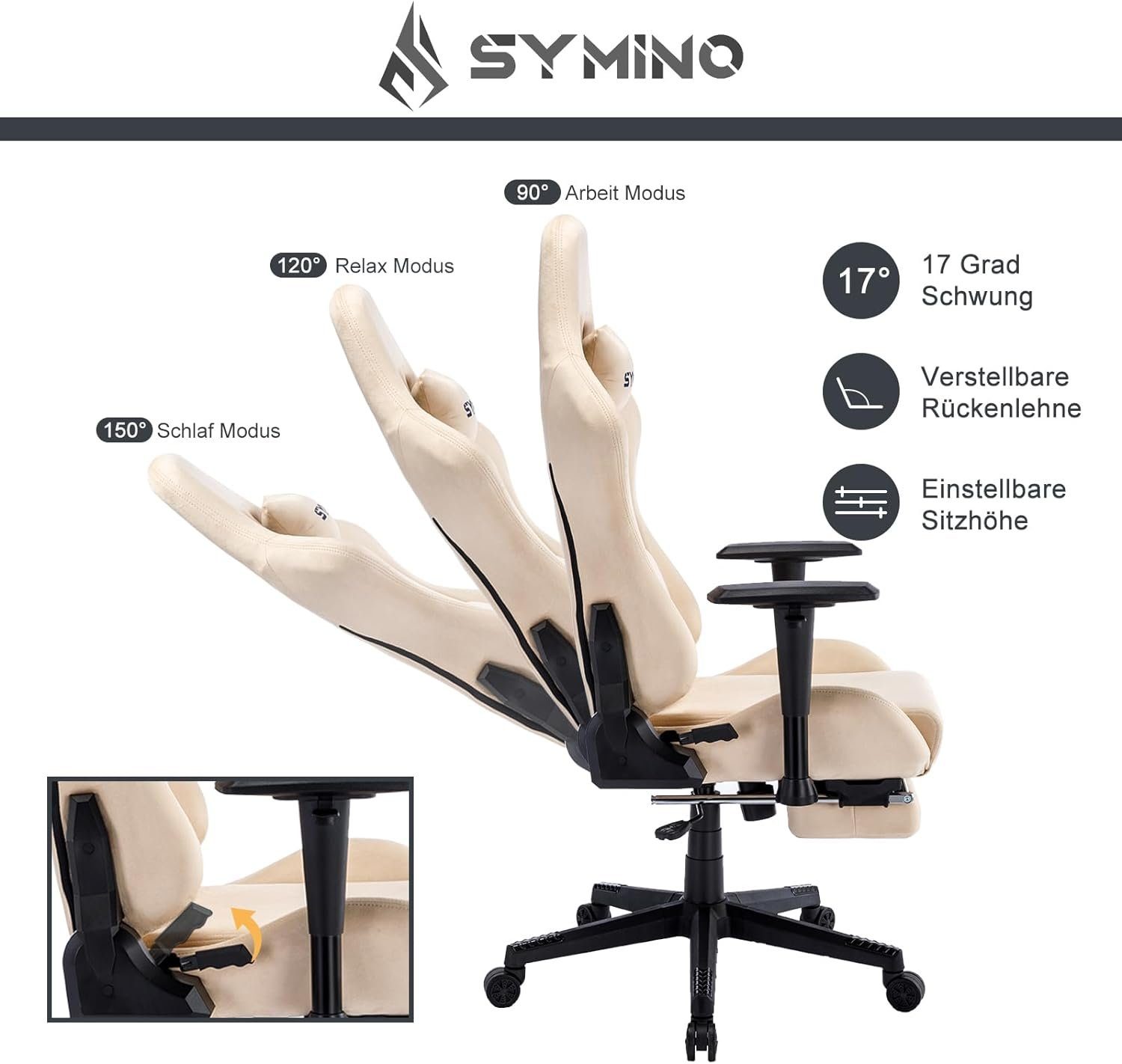 symino Gaming Chair bürostuhl Racing Burostuhl,Schreibtischstuhl ergonomischer gaming stuhl (Ergonomischer Sitz), mit pu-leder fußstütze stuhl Verstellbarer