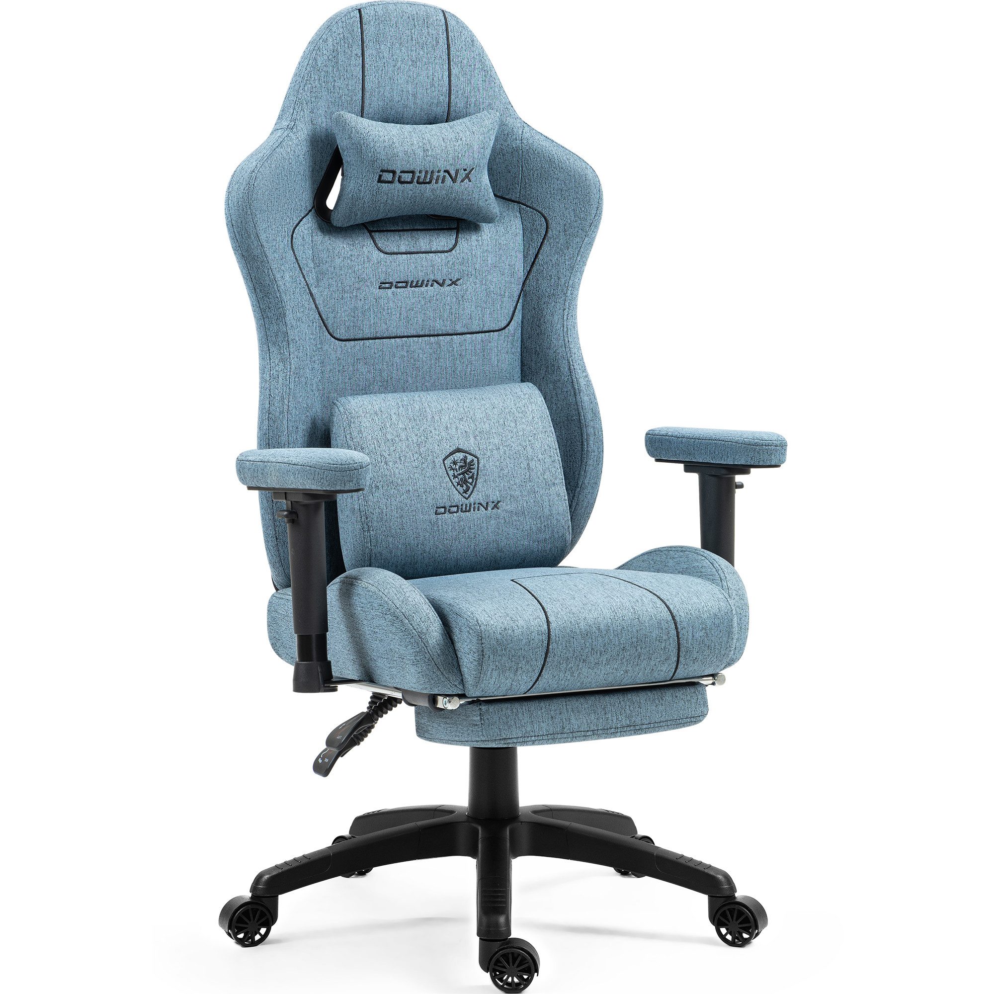 Dowinx Gaming-Stuhl Stoff mit Taschenfederkissen (Packung), Ergonomischer Gaming Sessel mit Massagefunktion