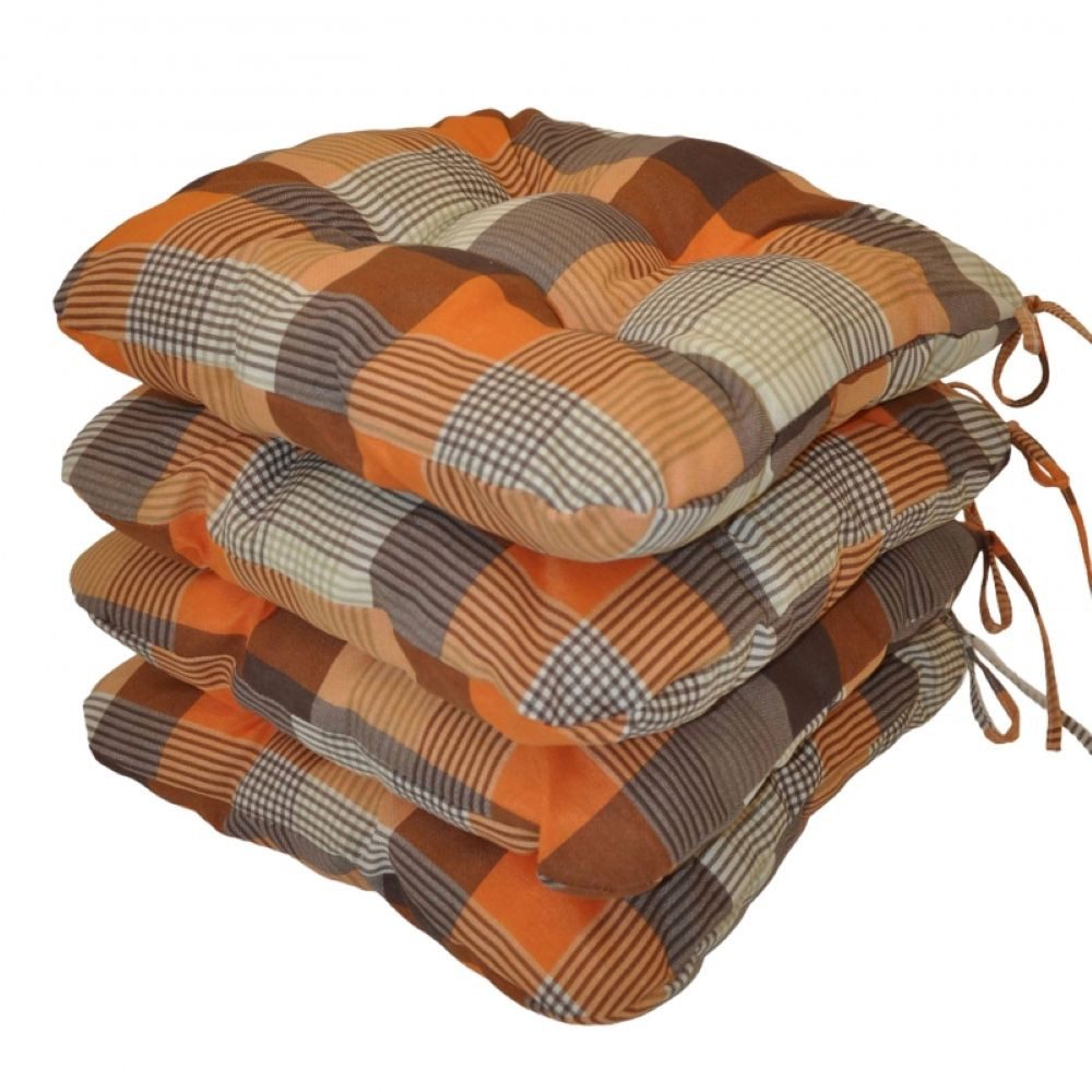 Rattani Sitzkissen 4 x Sitzkissen, Stuhlkissen Lara 36 x 36 cm, 4 er Set Stuhlkissen im Material Uniko