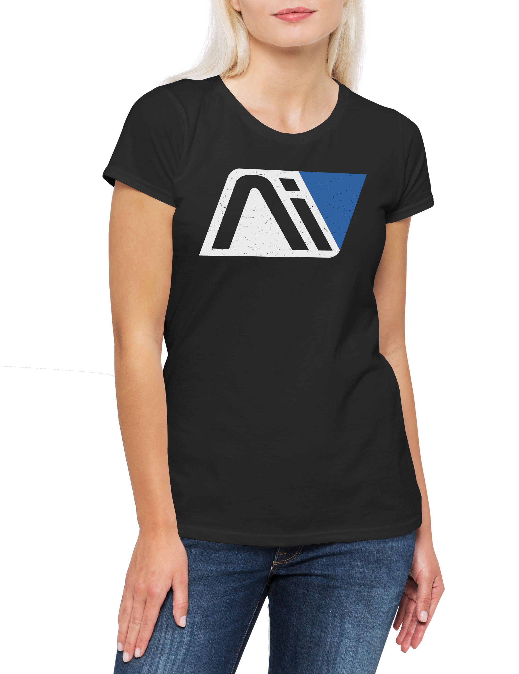 Print-Shirt Andromeda Logo Damen T-Shirt Symbol Effect Sign Gaming Mass Initiative