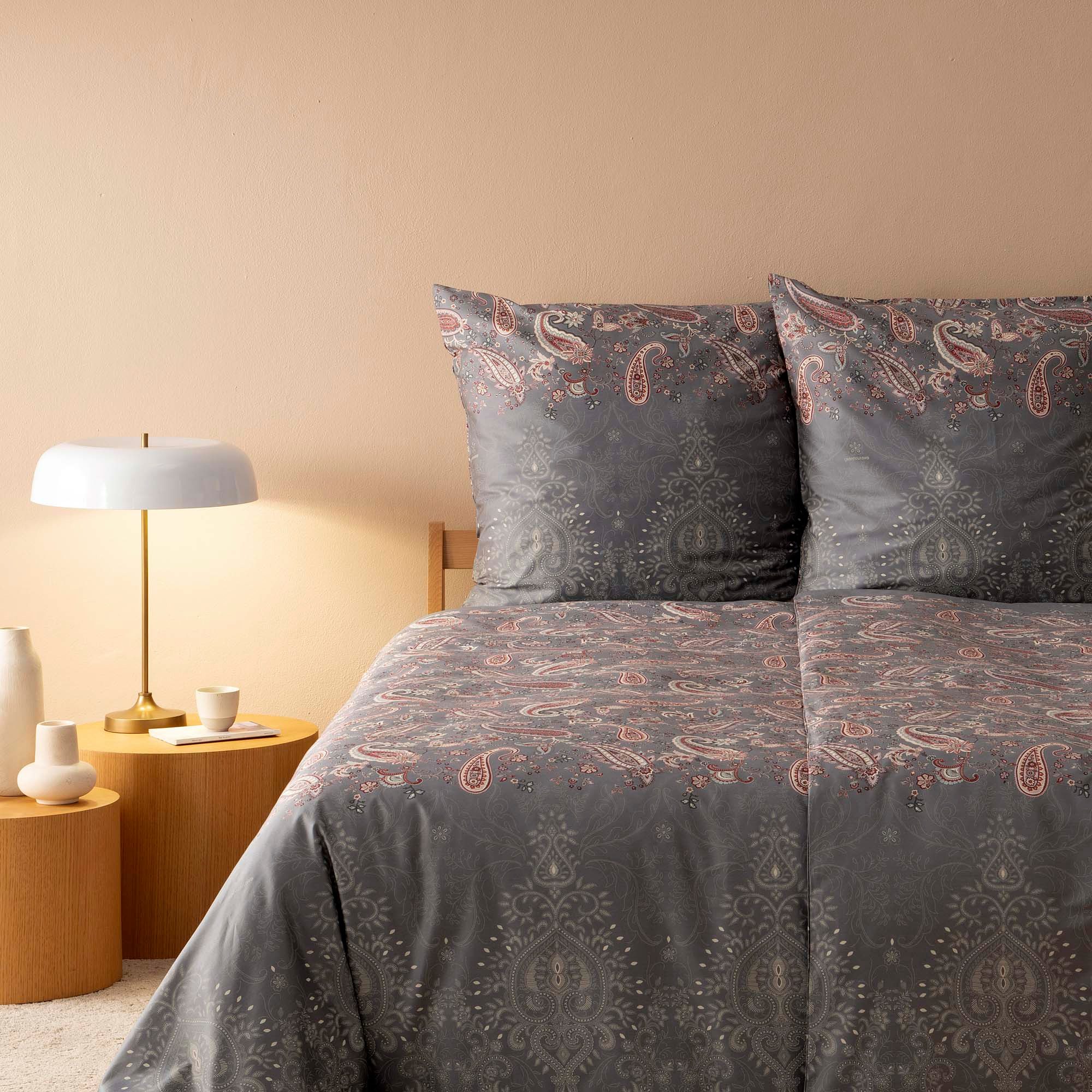 Bassetti Bettwäsche Bettwäsche Bassetti Mako Satin Monnalisa G1 grau 135x200, Mako Satin, 2 teilig, 100% Baumwolle (Premium Mako Satin)