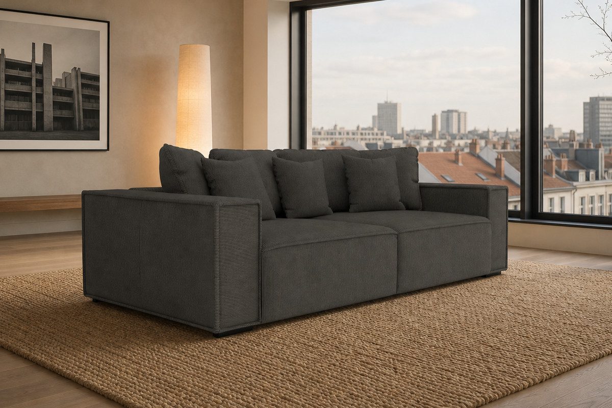 foamnova Big-Sofa York, Loungesofa, große Sitzfläche, 7 Kissen, Kissen inklusive, Loungegefühl für dein Wohnzimmer